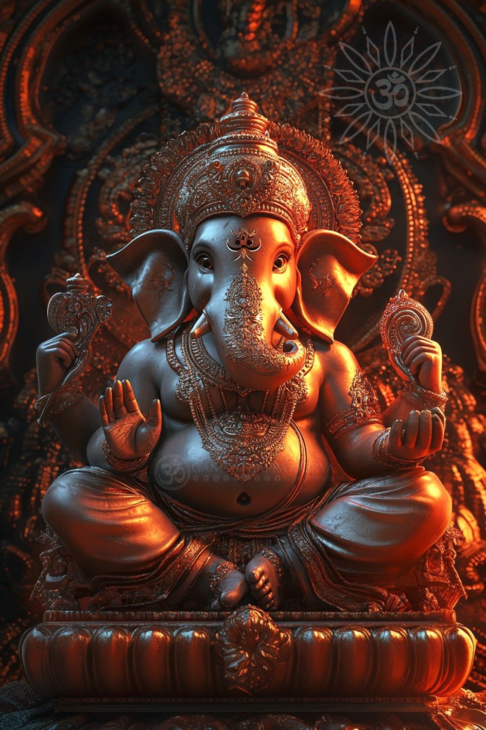 Golden Ganesha idol with intricate details