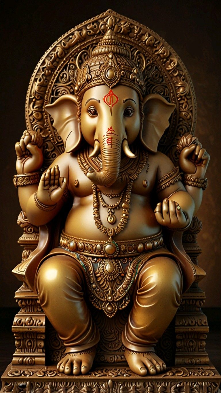 Golden Ganesha statue, divine blessing