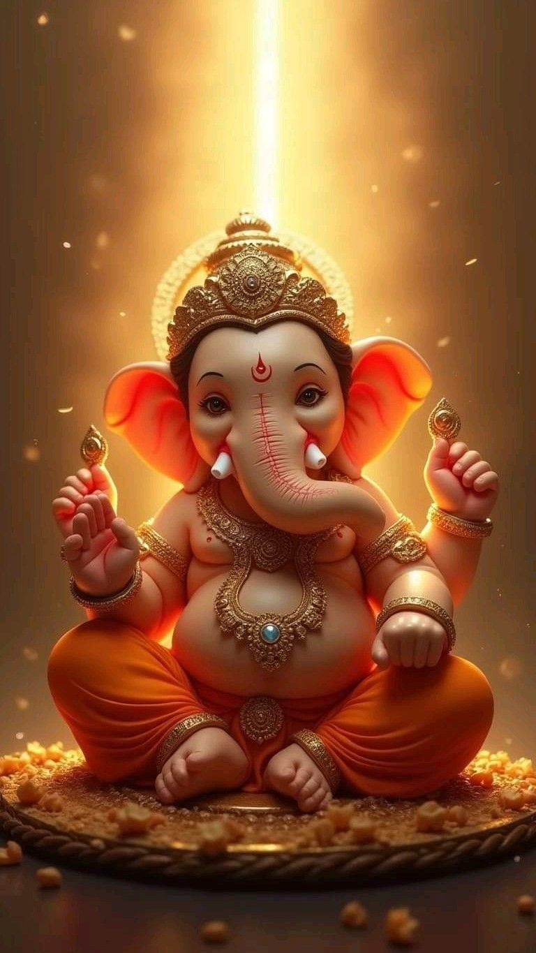 Golden Ganesha showering blessings