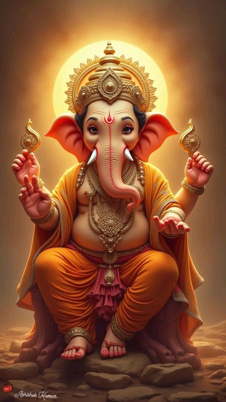 Lord Ganesha showering blessings upon devotees