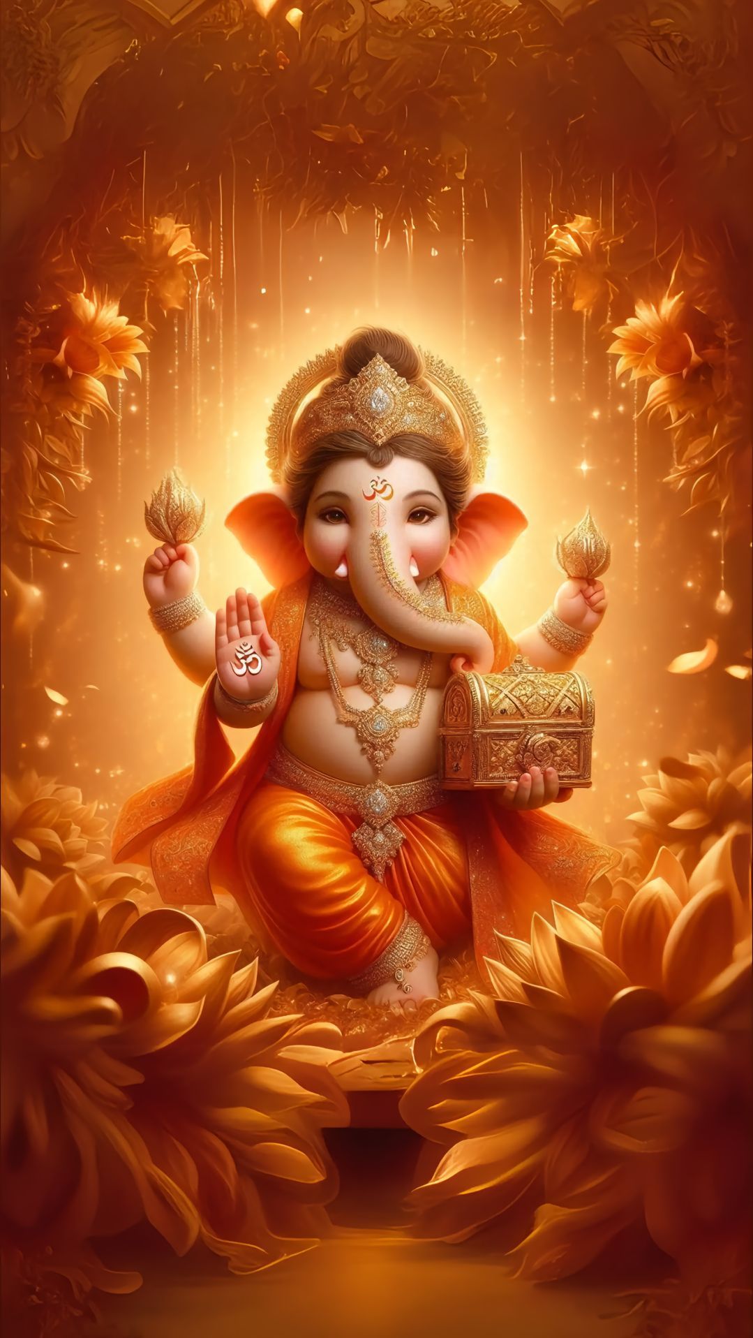 Lord Ganesha with lotus and modak