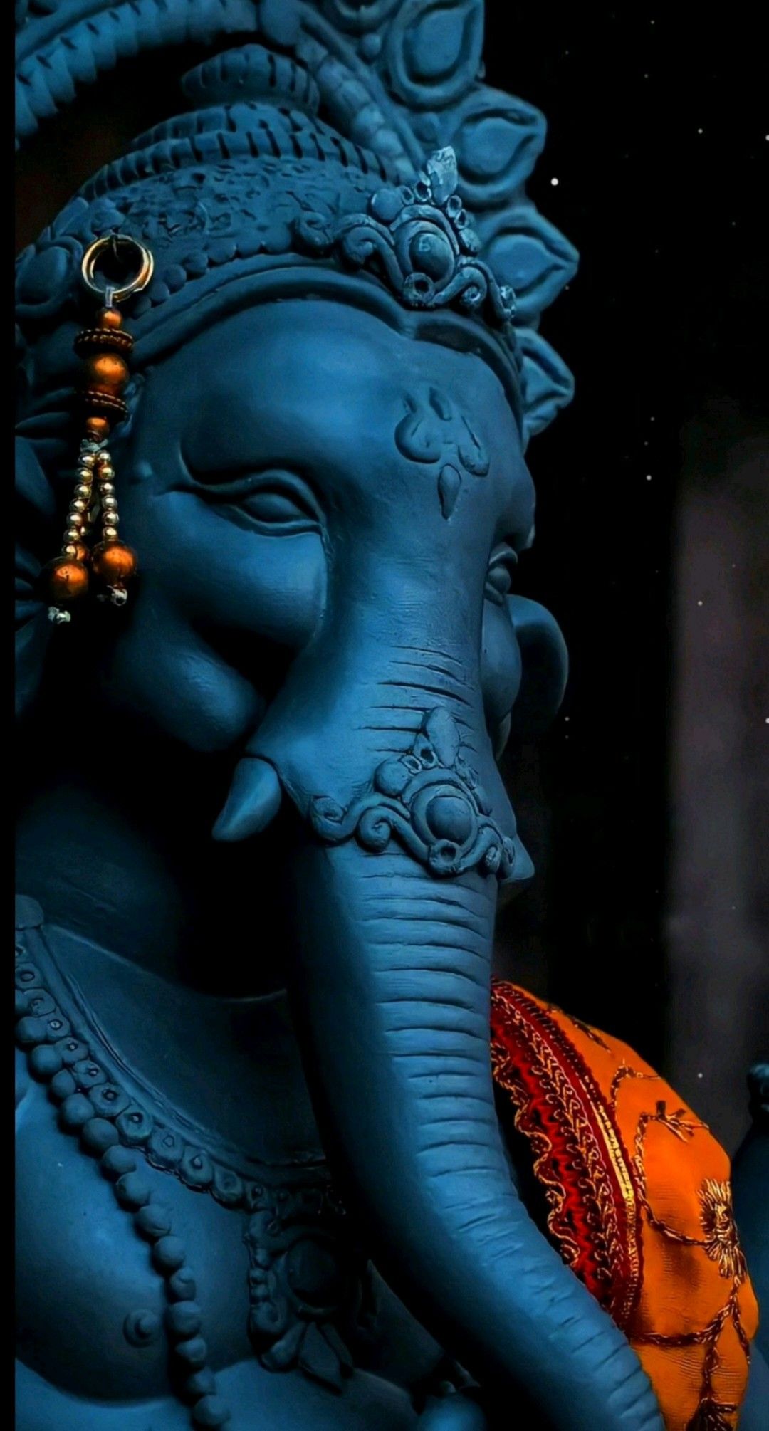 Blue Ganesha statue close up view