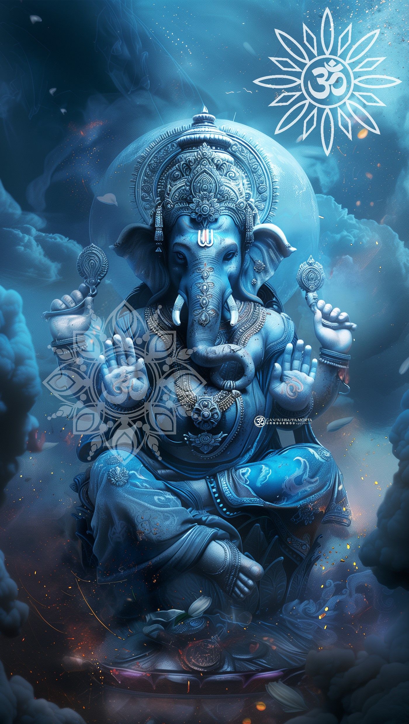 Blue Ganesha with Om symbol wallpaper