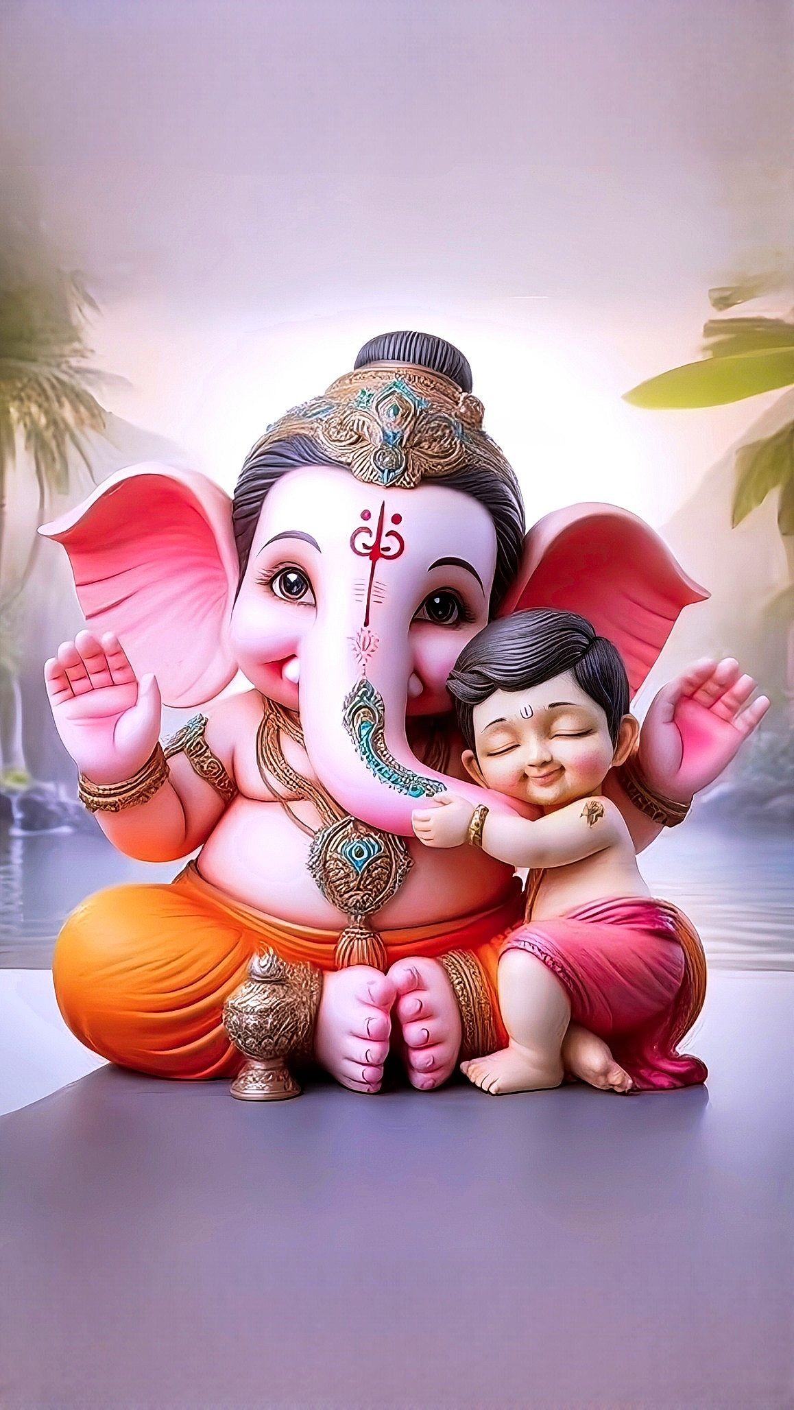 Ganesha cradling a baby Ganpati image
