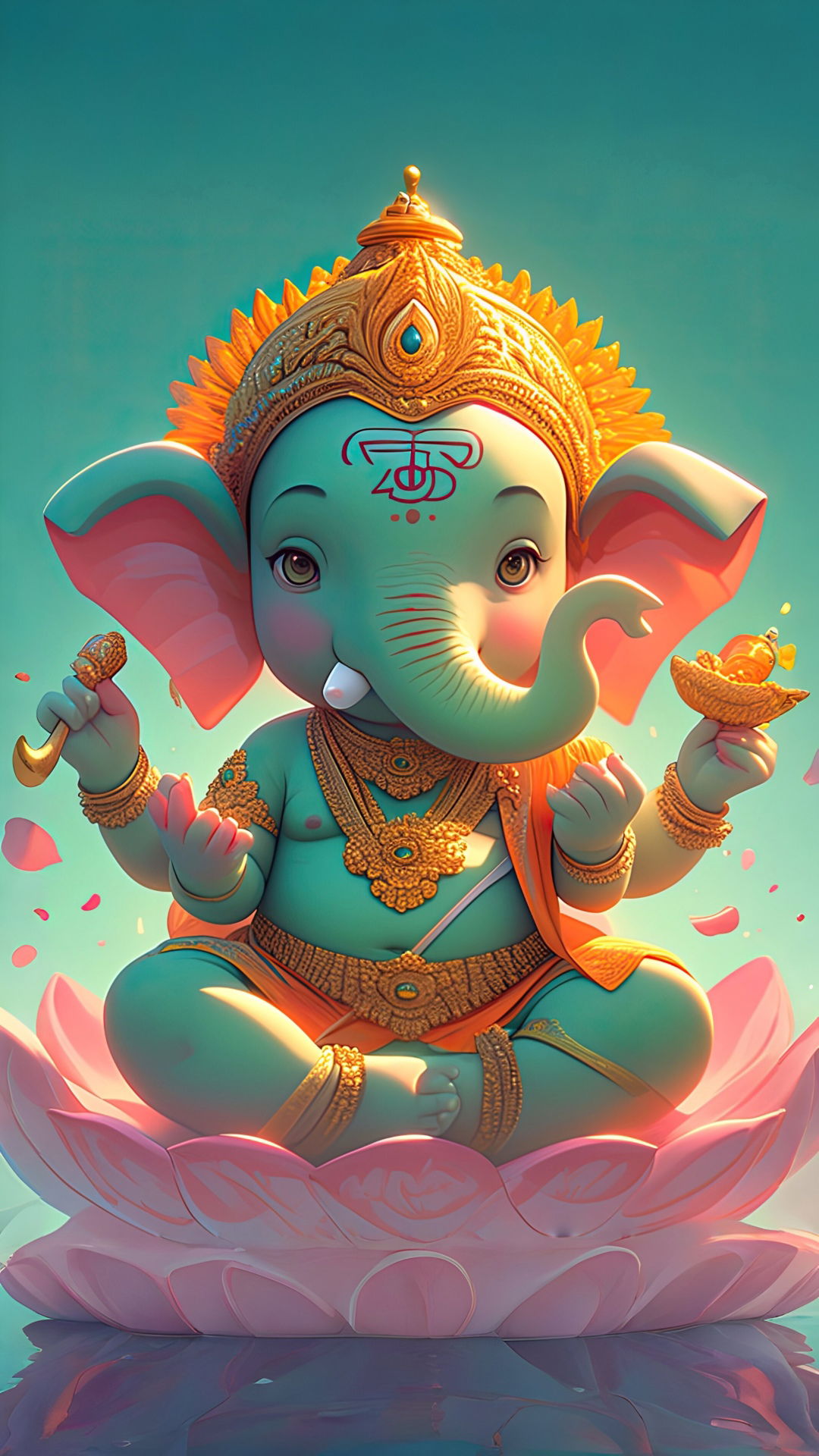 Baby Ganesha offers a sweet treat.
