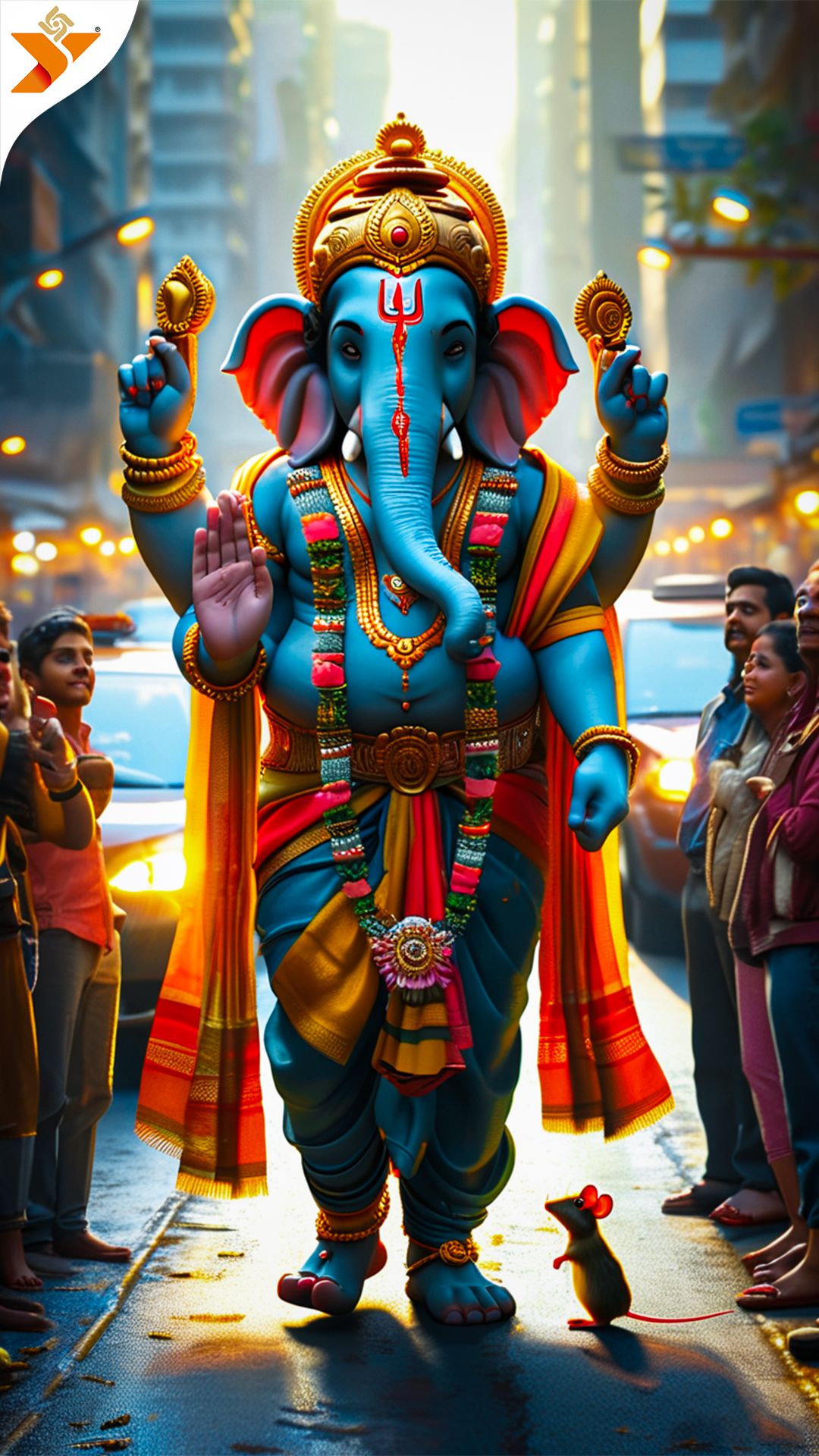 Lord Ganesha descends during festive procession