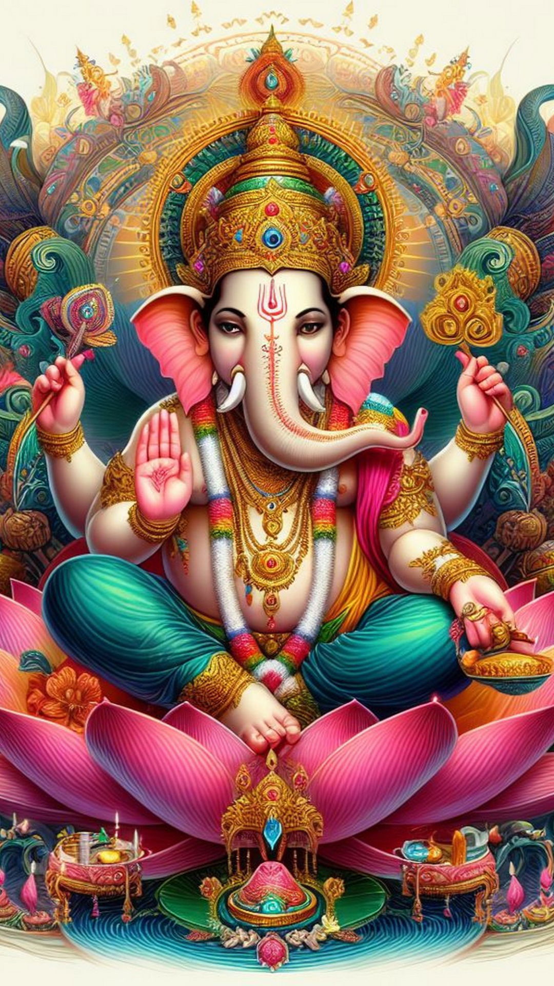 Lord Ganesha seated on a lotus