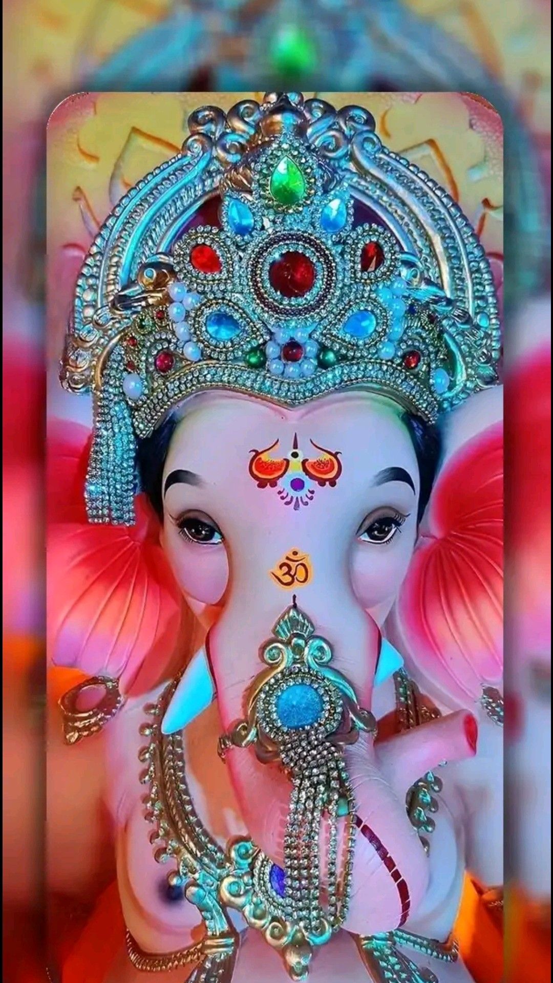 Close-up of Lord Ganesha\'s benevolent face.