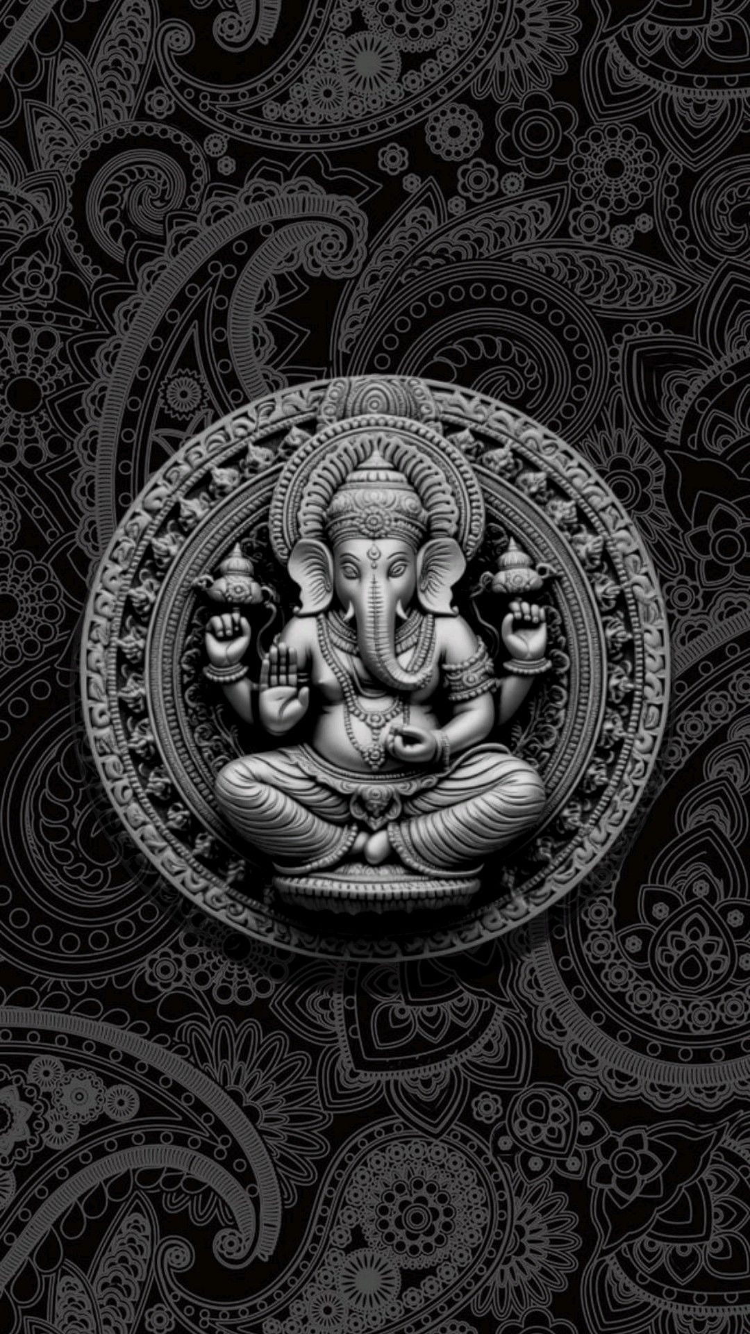Silver Ganesha in Mandala Pattern