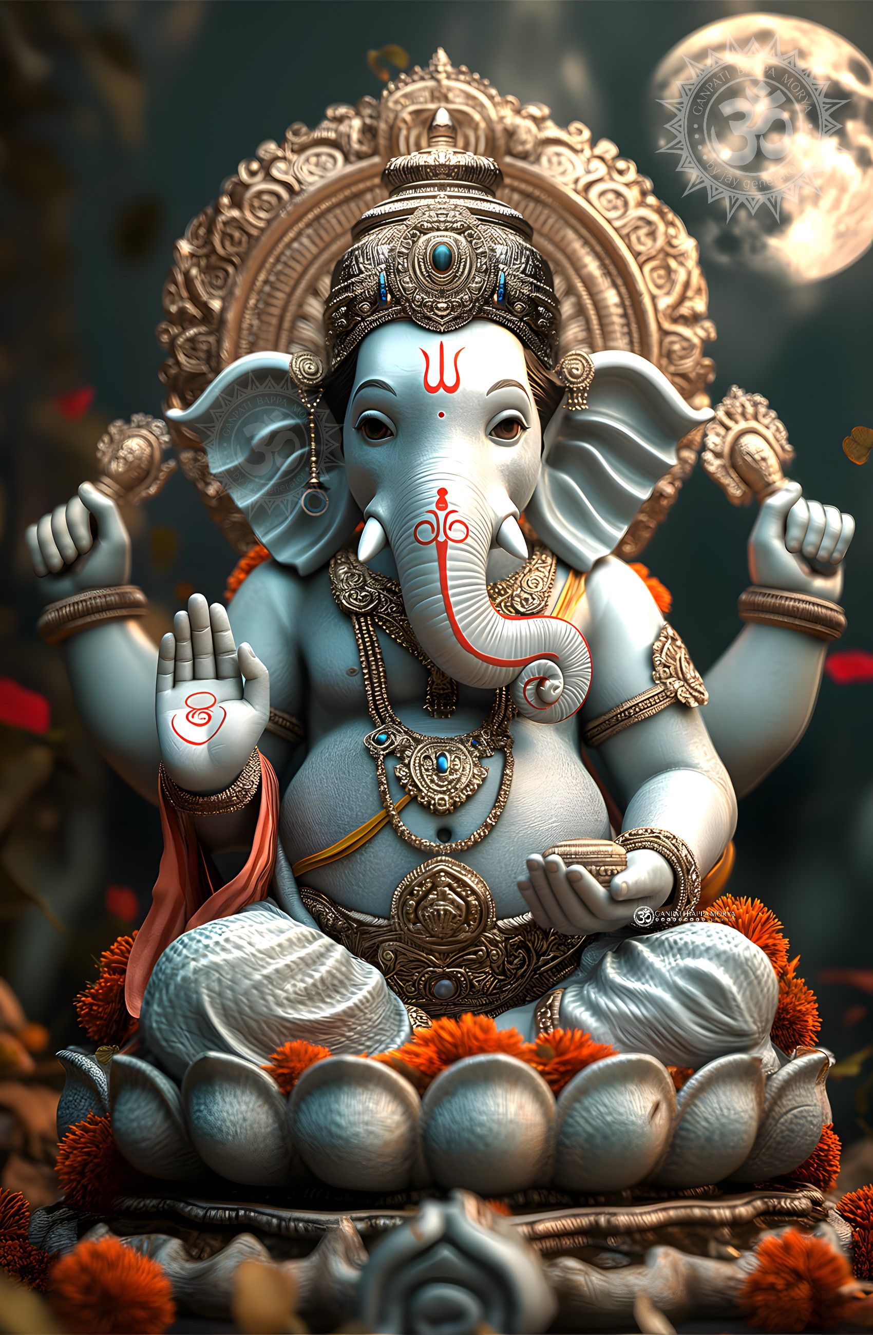 Lord Ganesha with modak and blessings.