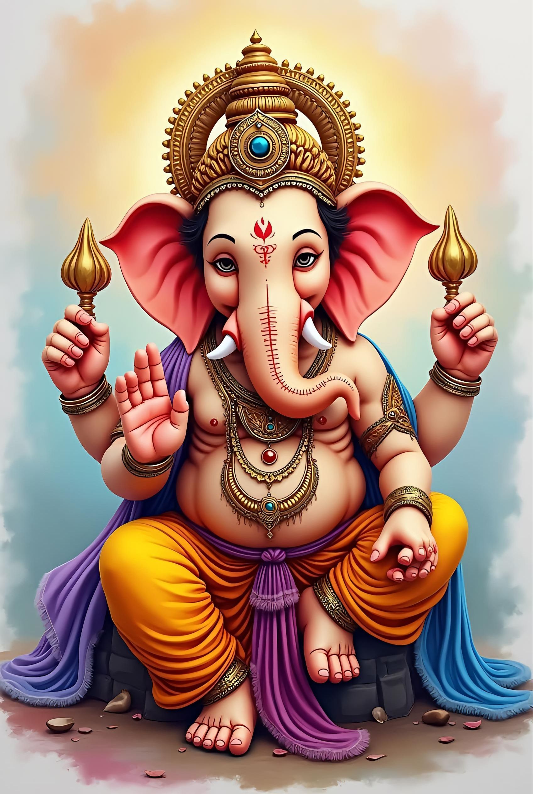 Lord Ganesha\'s divine and peaceful portrait.