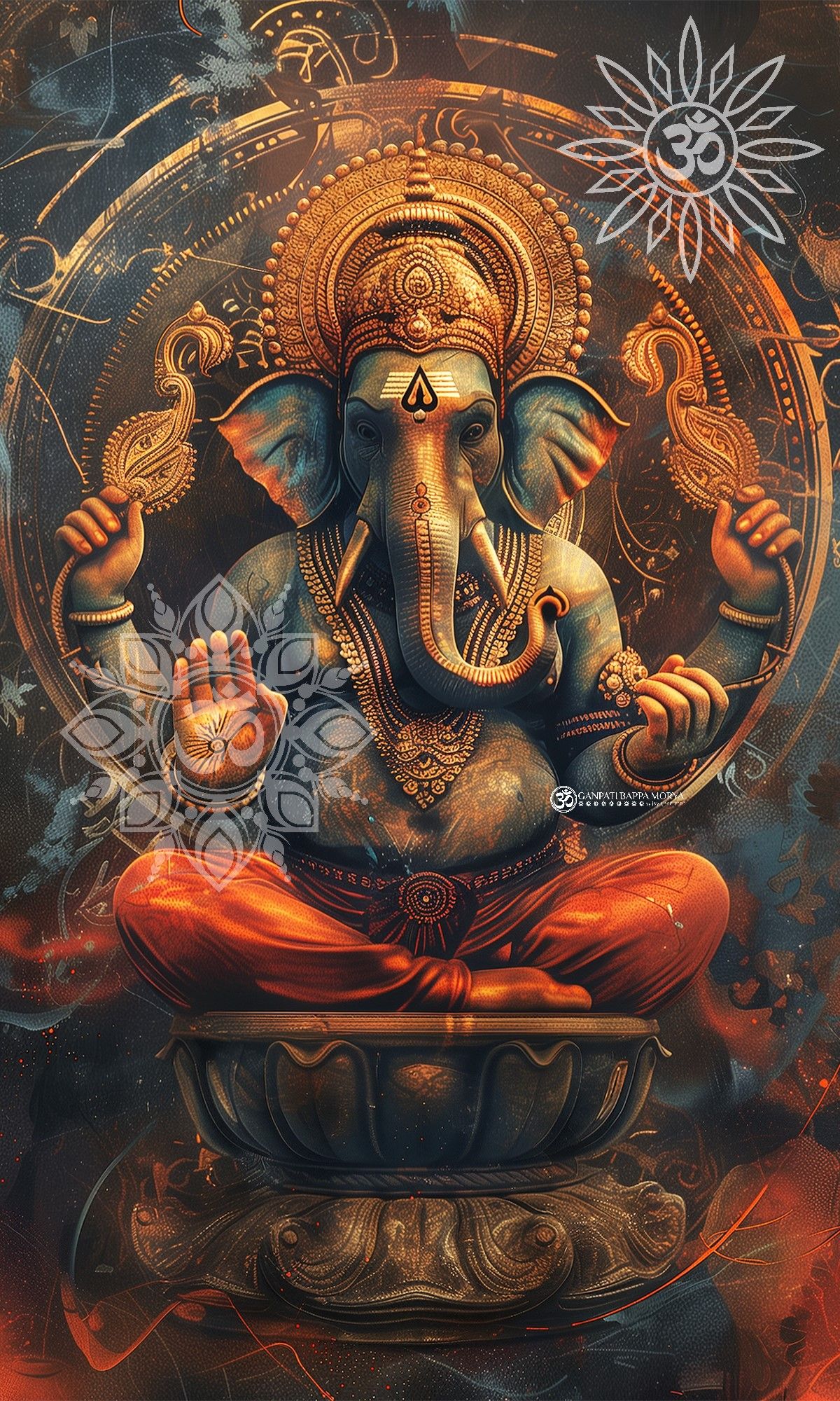 Lord Ganesha seated on a lotus