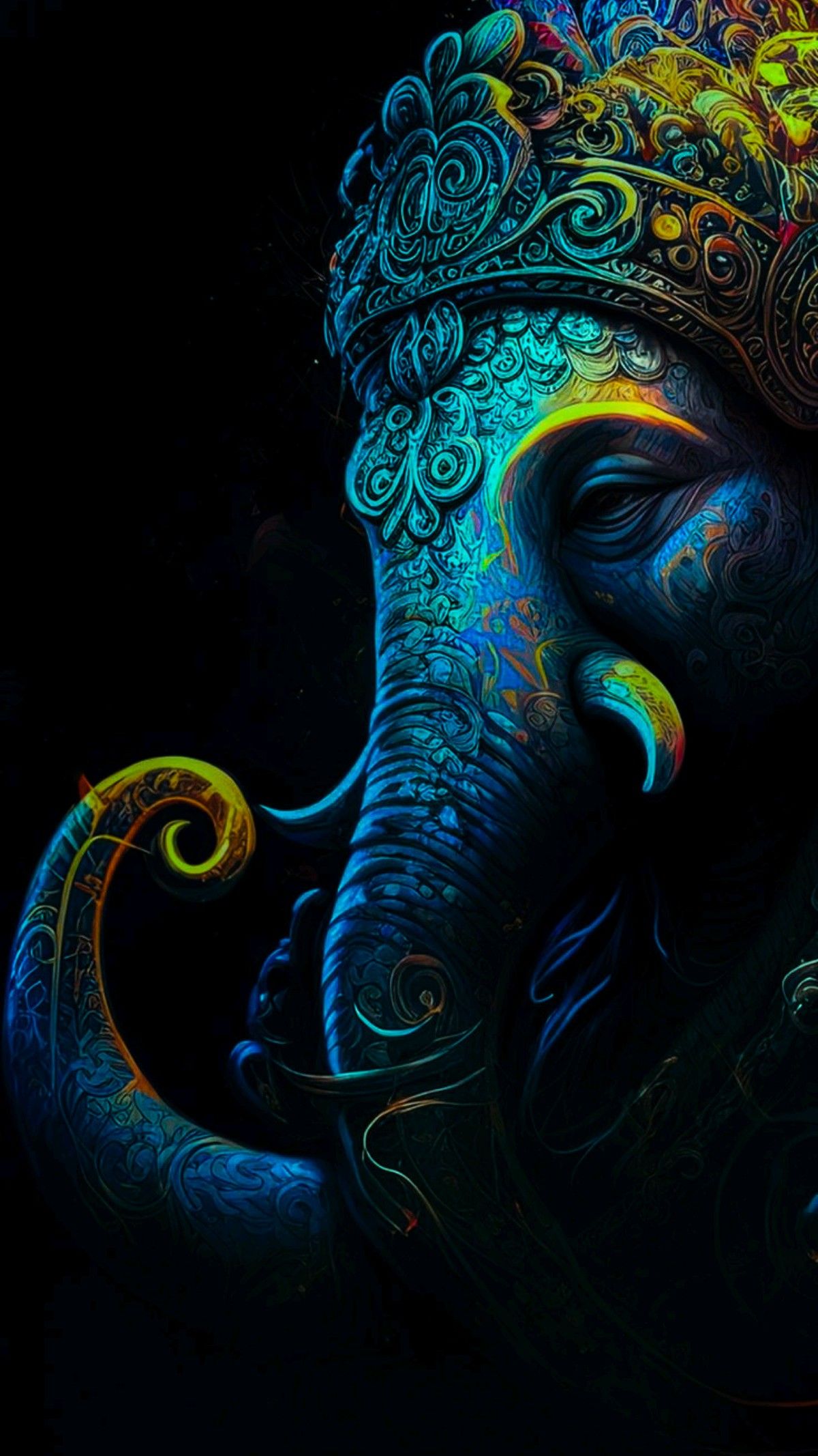 Colorful Lord Ganesha face portrait