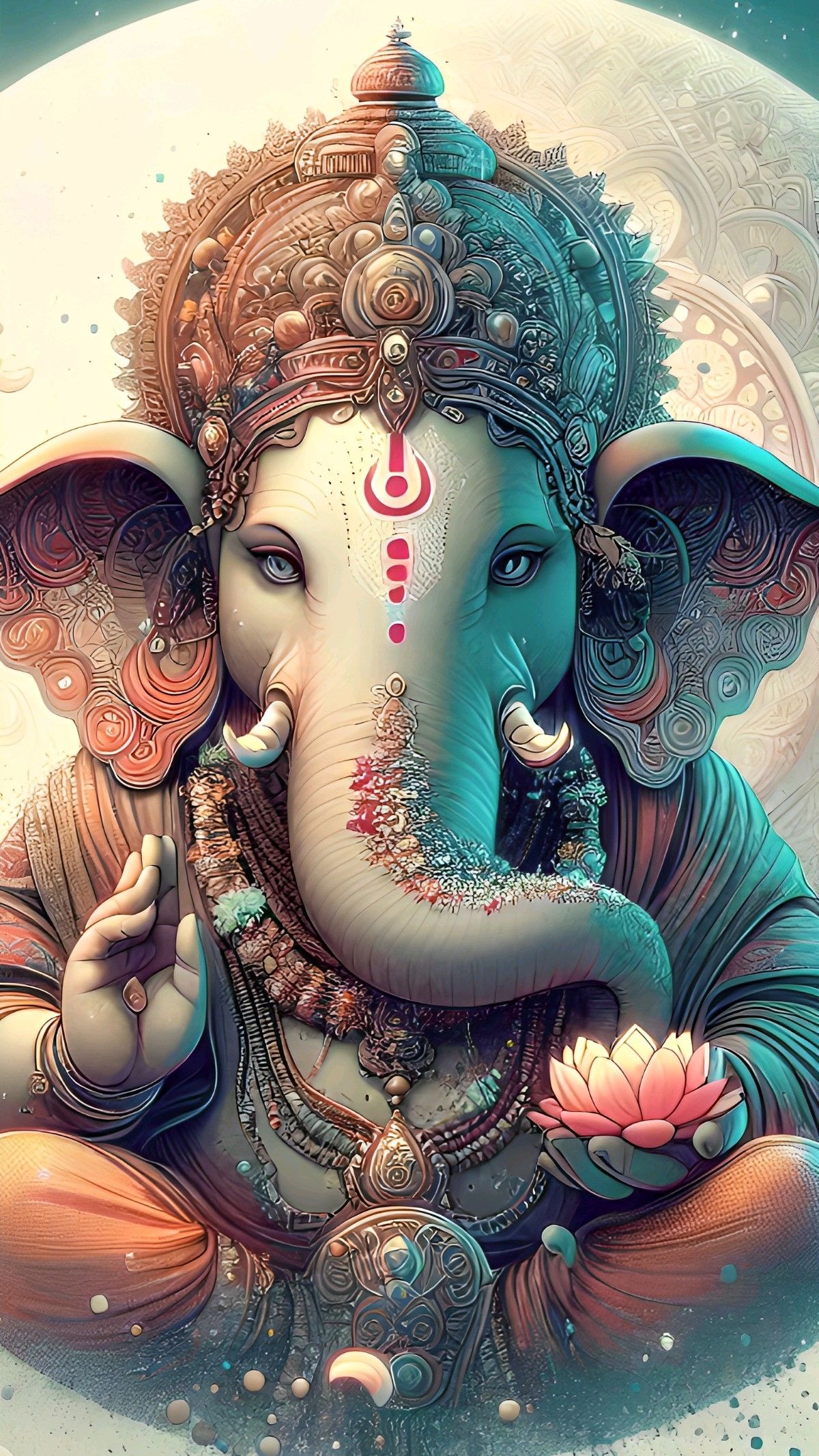 Intricate portrait of Lord Ganesha.