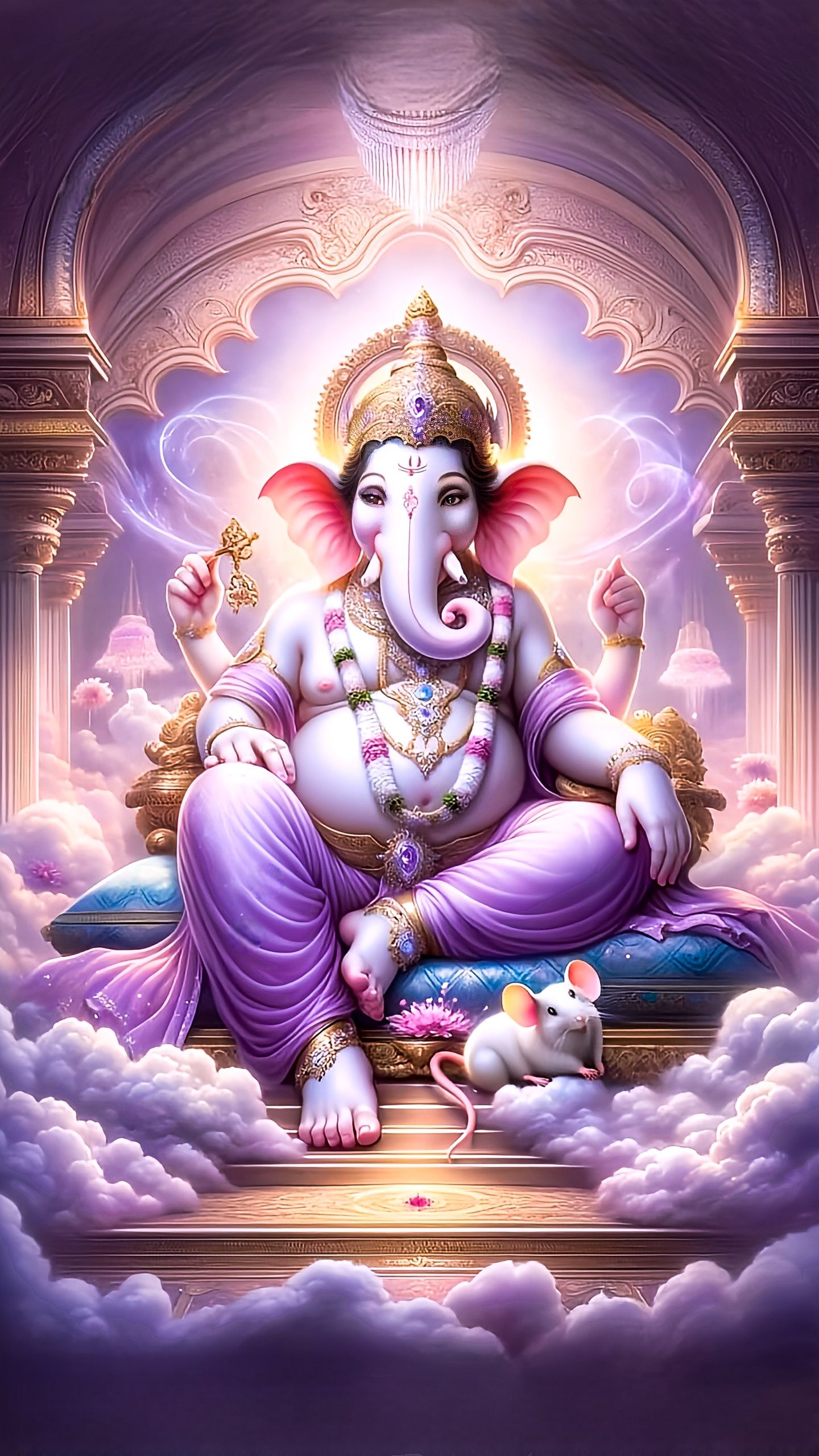 Lord Ganesha on a celestial throne