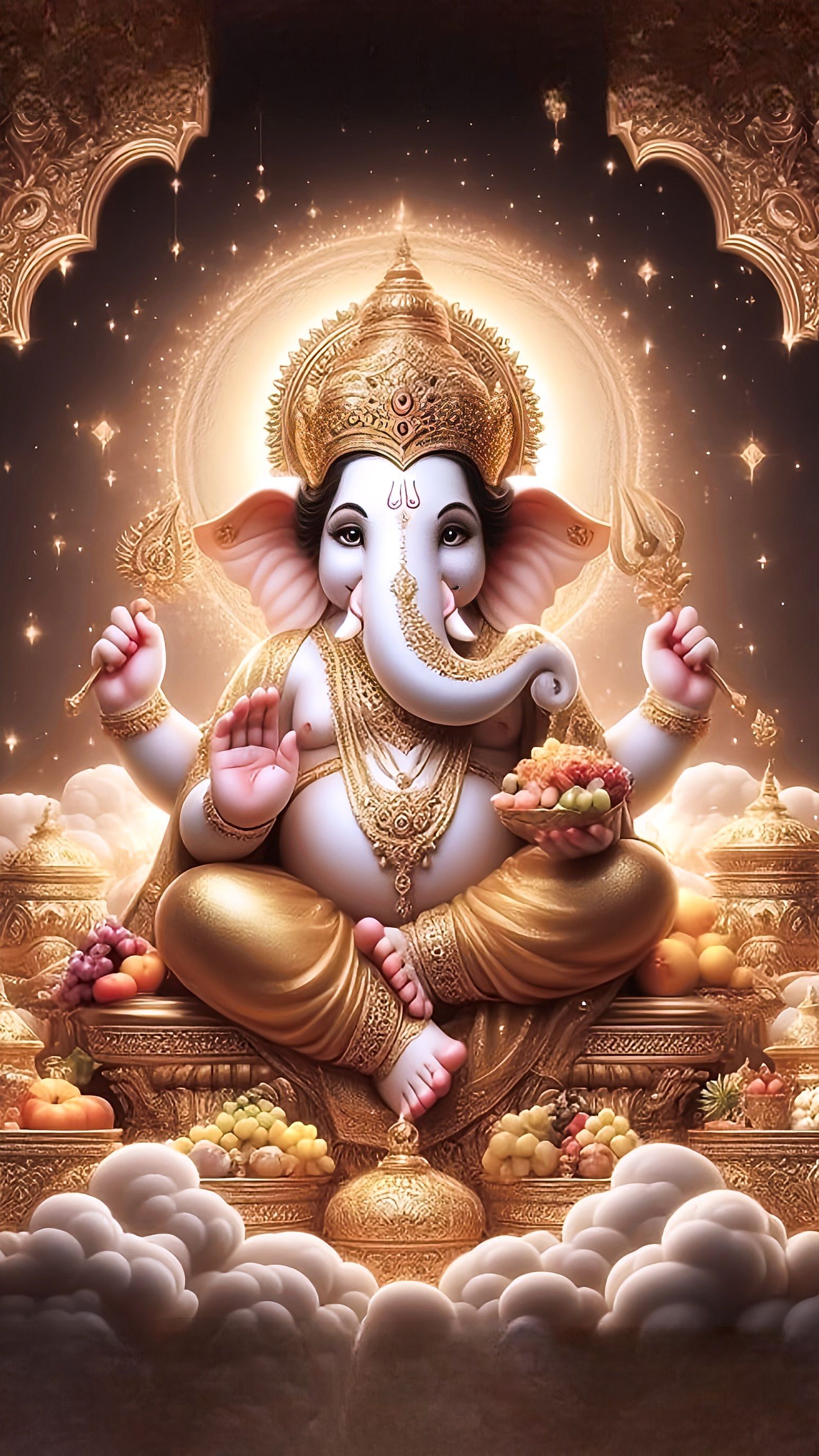 Lord Ganesha seated on a throne