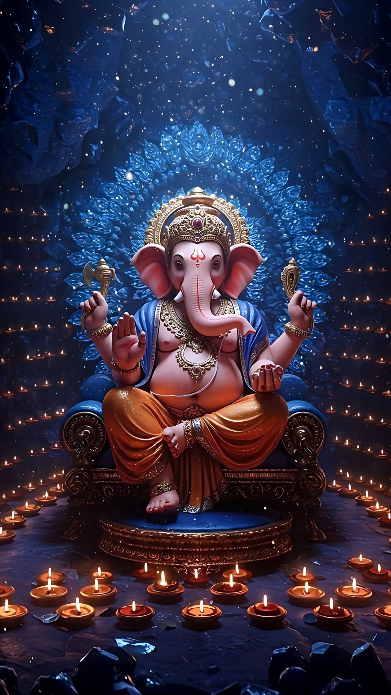 Lord Ganesha seated on throne