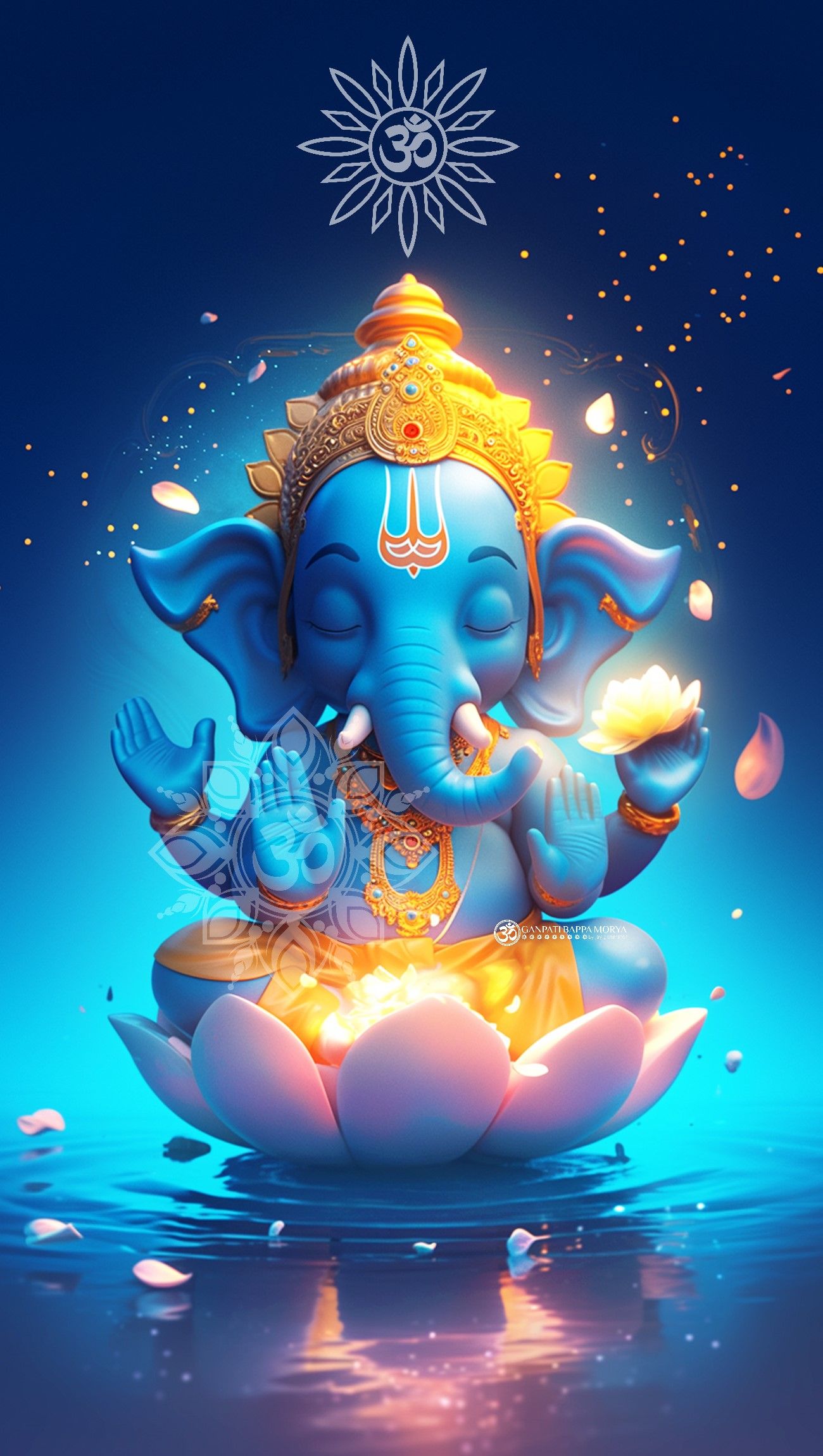 Lord Ganesha on a lotus blossom
