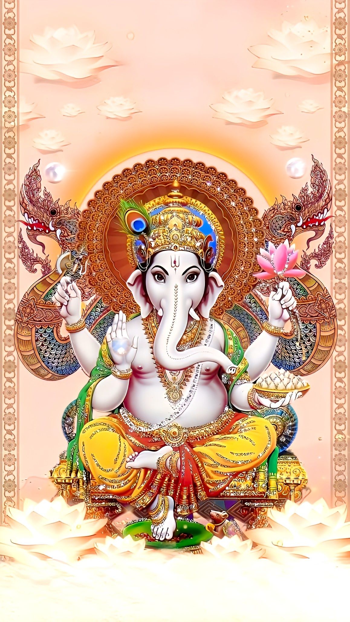 Lord Ganesha seated on a lotus