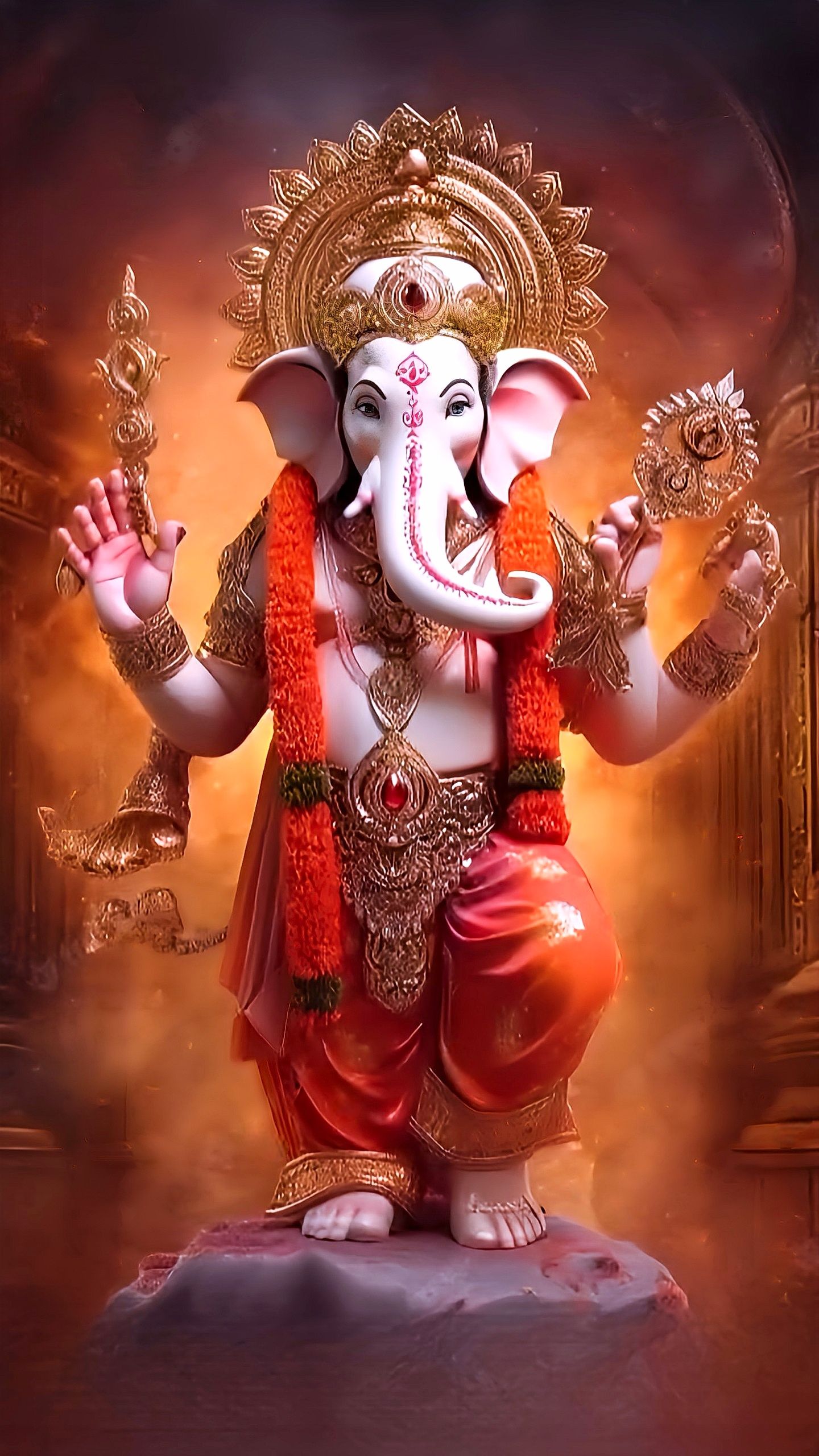 Lord Ganesha blesses devotees with raised hand
