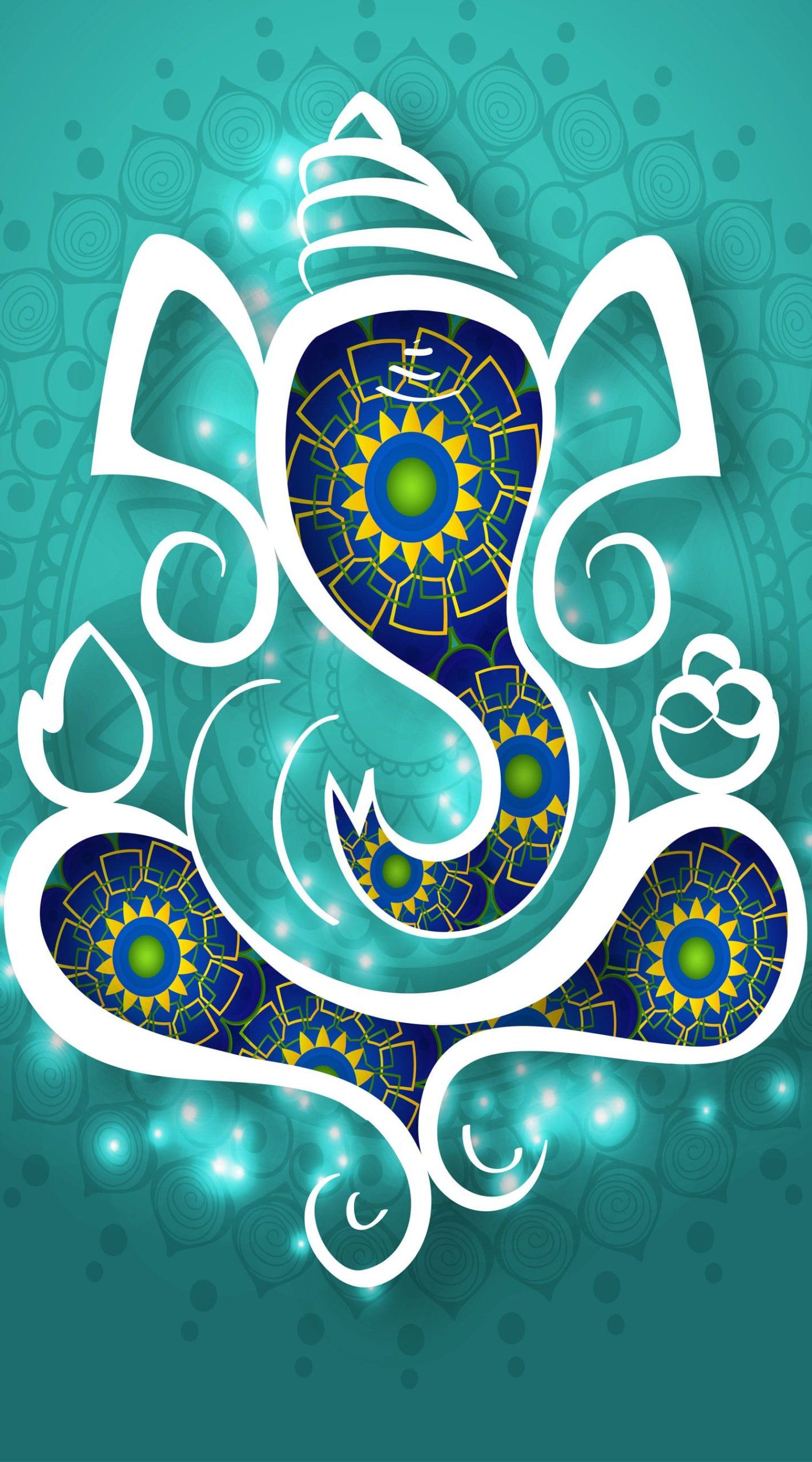 Colorful Ganesha mandala phone wallpaper