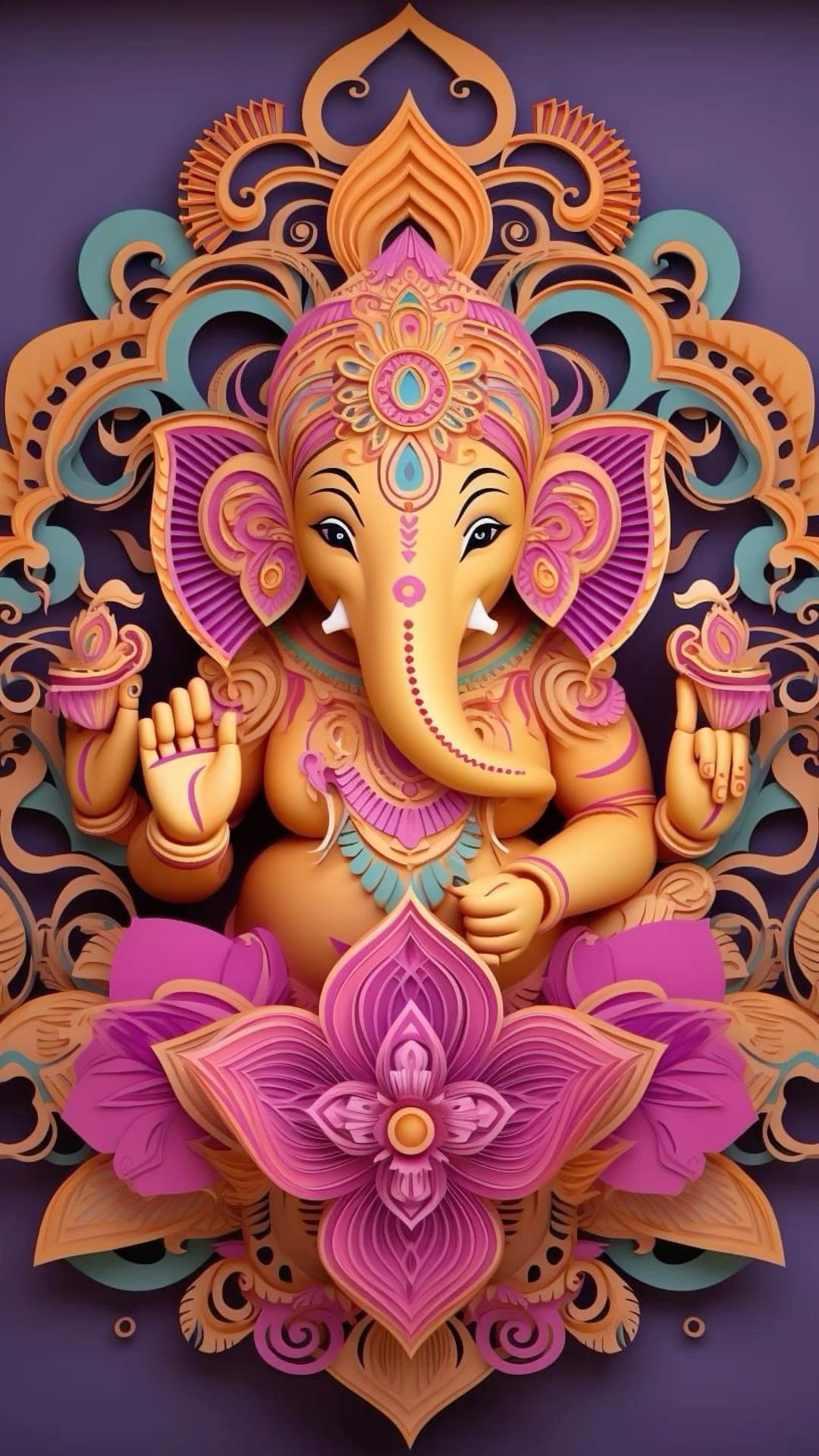 Lord Ganesha seated on a lotus