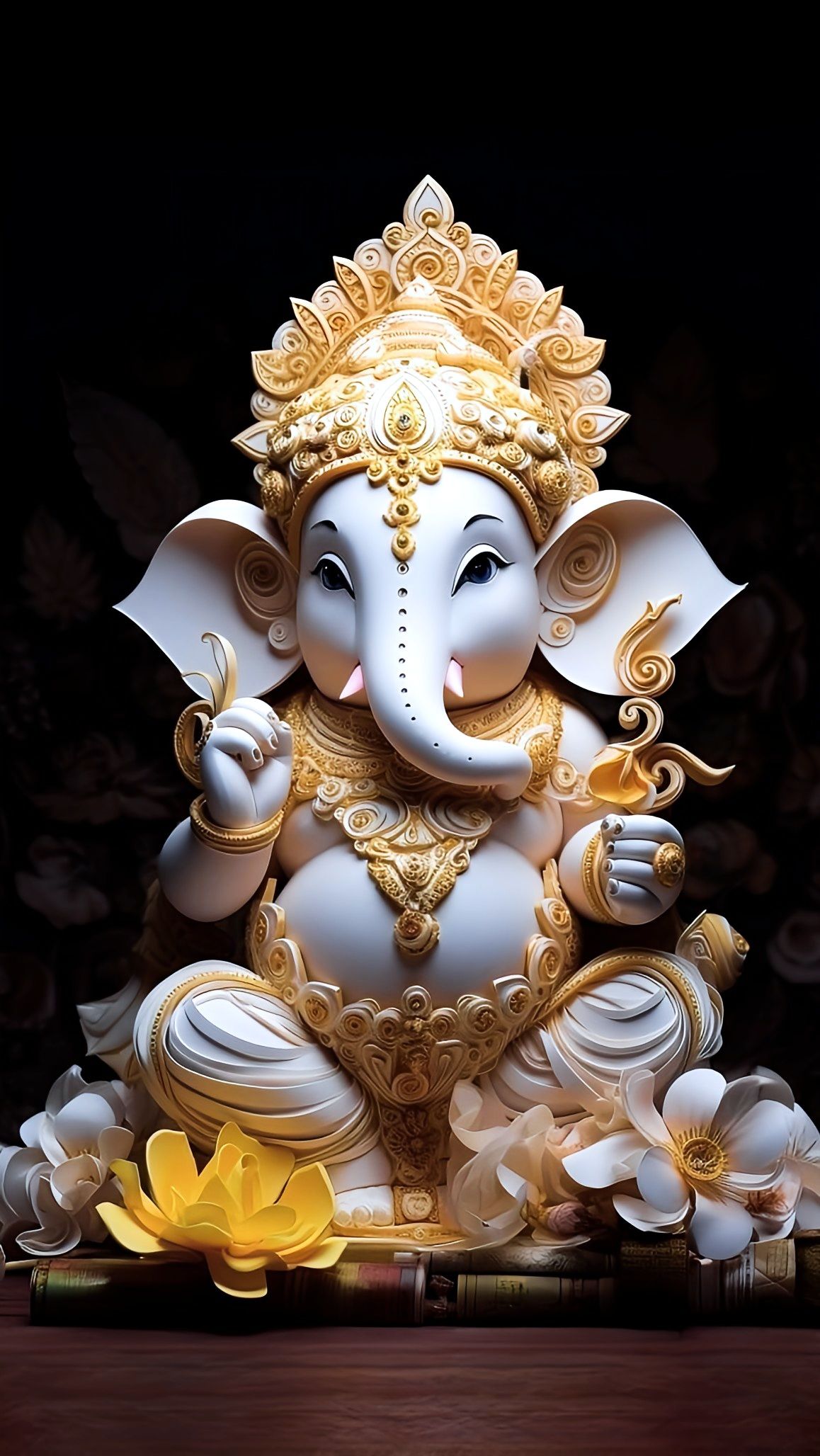 Lord Ganesha with lotus and modak