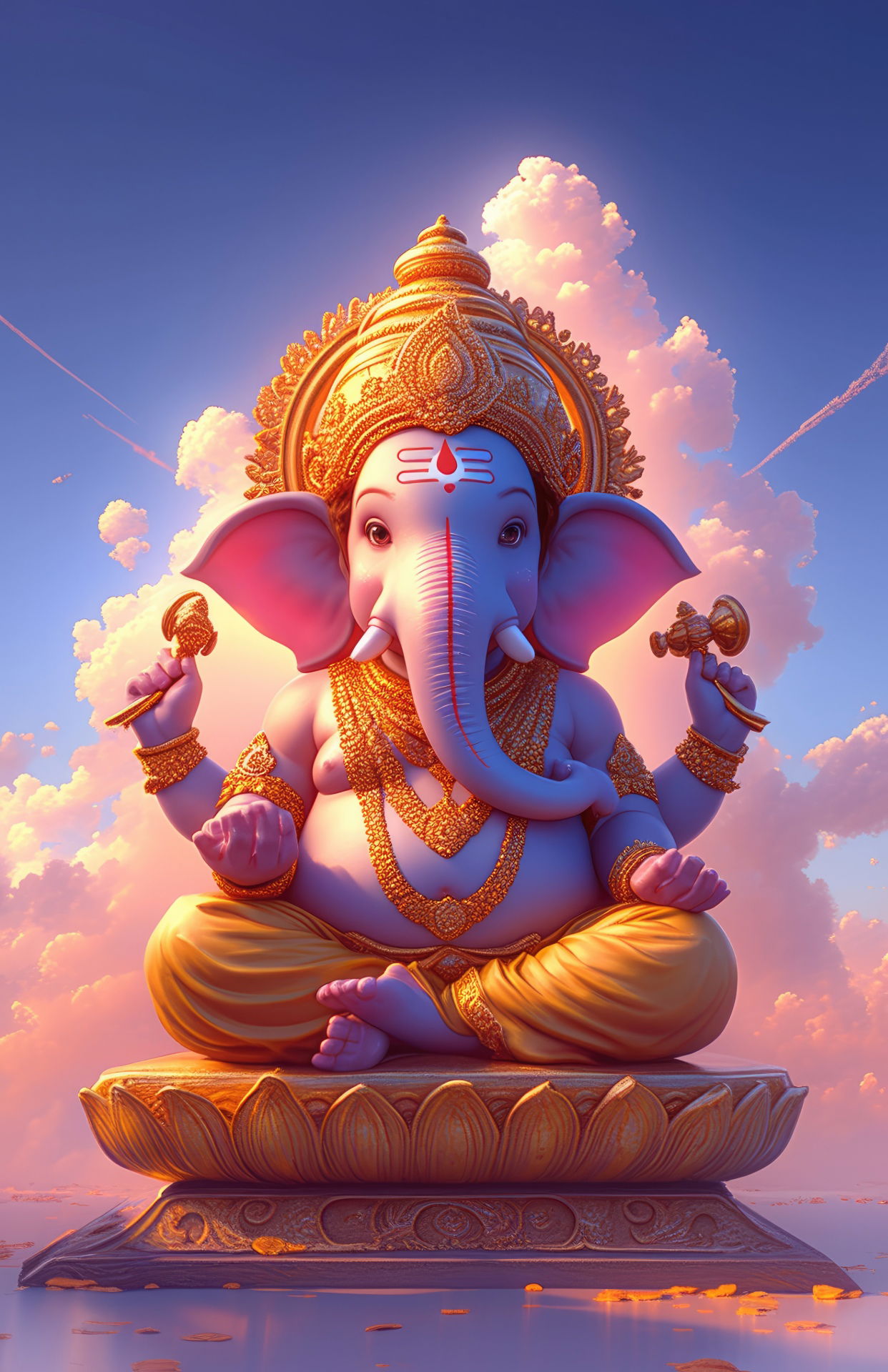 Lord Ganesha amidst beautiful clouds