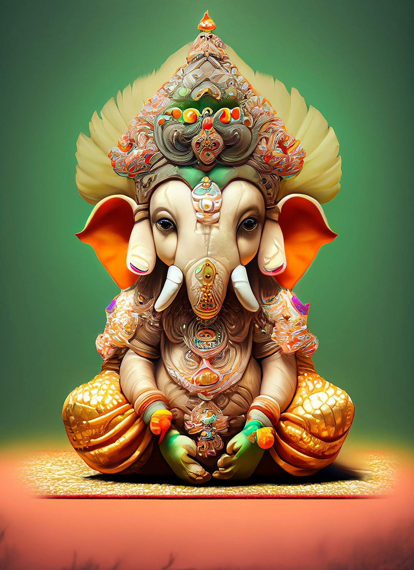 Adorable Ganesha with floral decorations
