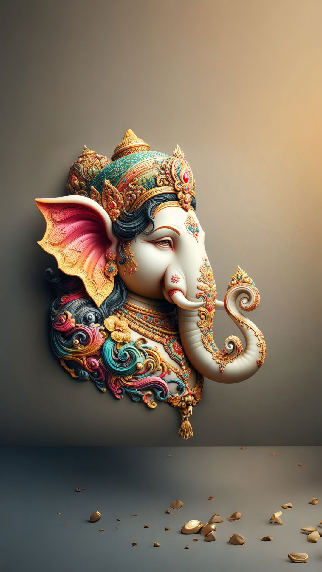 Intricate Ganesha head digital artwork.