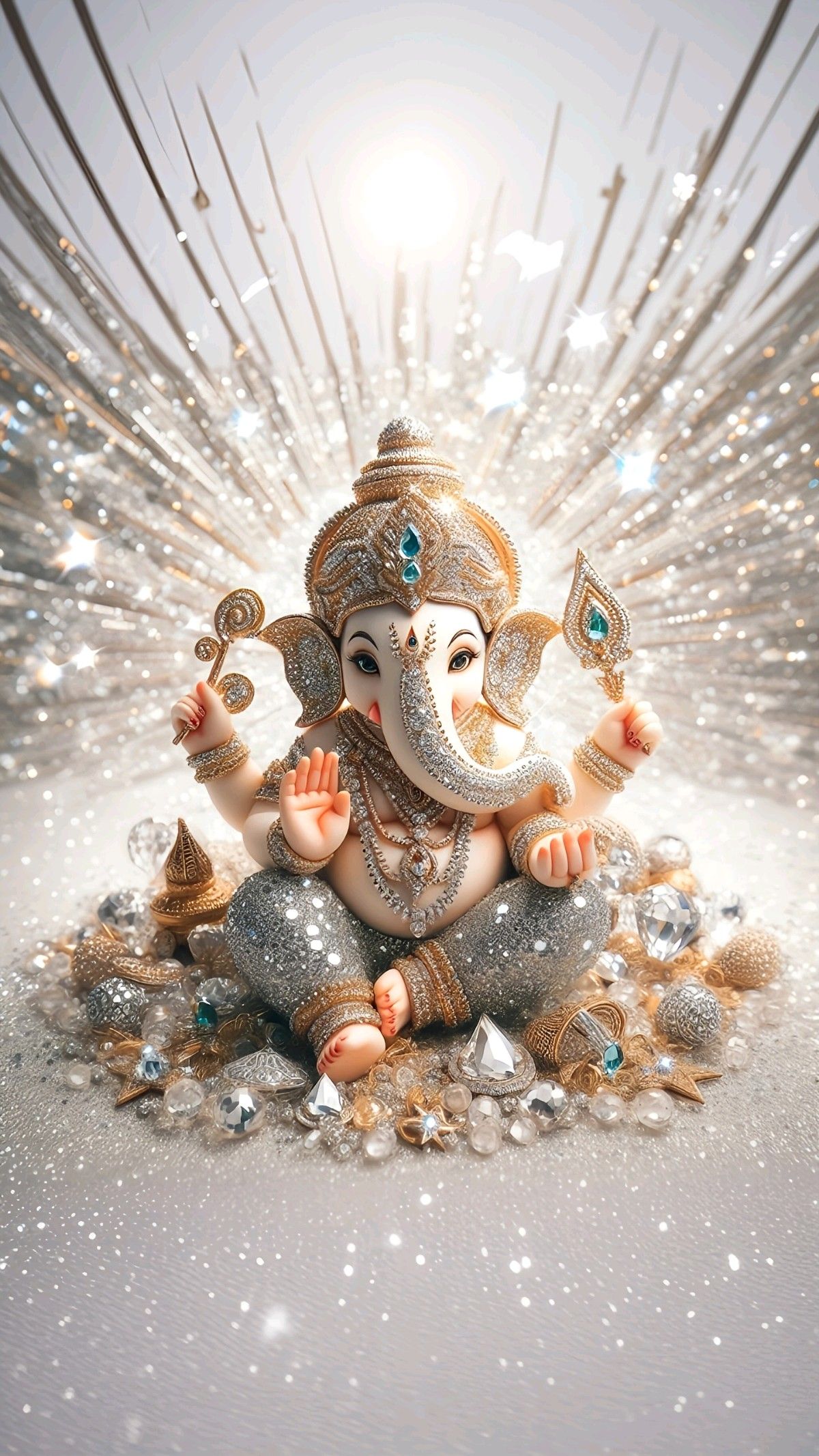 Ganesha surrounded by sparkling lights