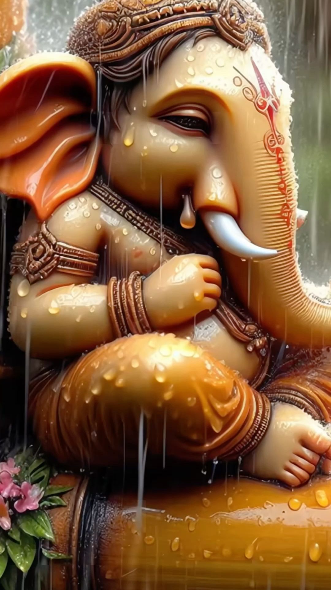 Ganesha adorned with water droplets