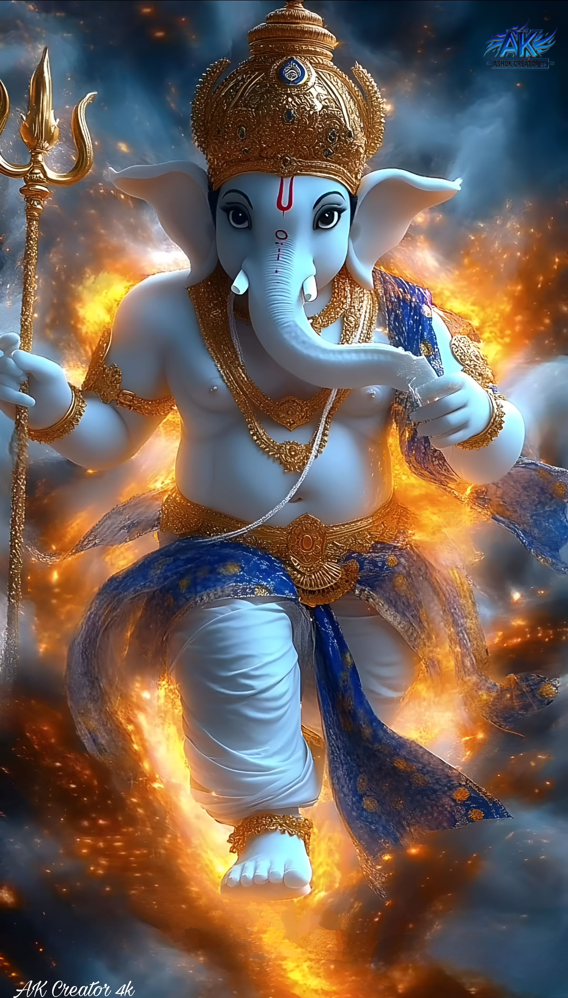 Lord Ganesha descending with blessings