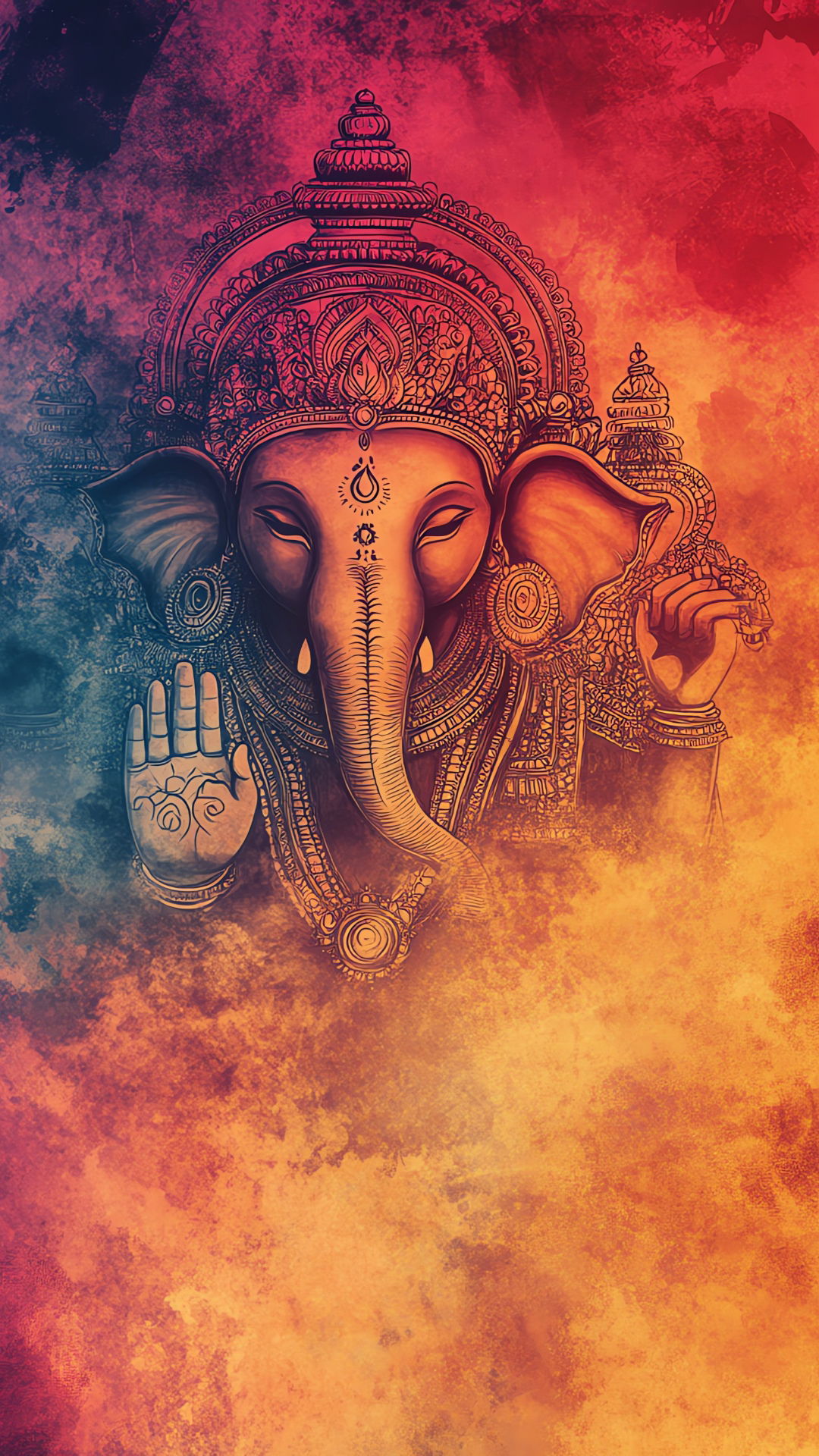 Colorful Ganesha face with intricate details