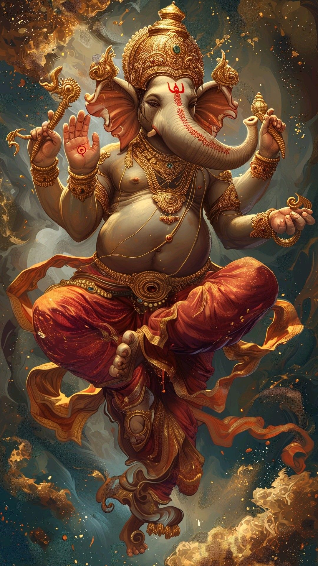 Lord Ganesha in golden celestial form