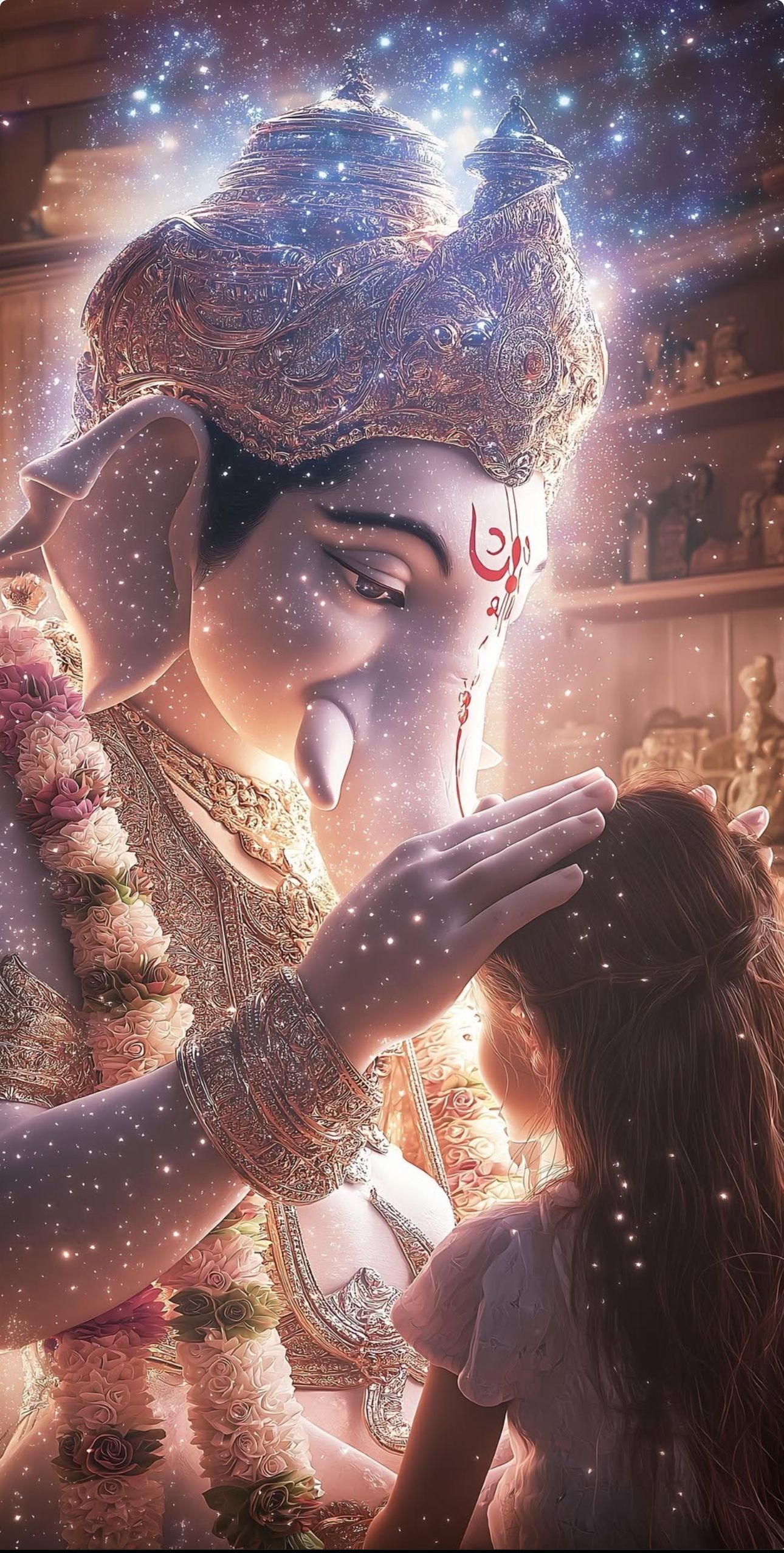 Lord Ganesha blessing a devotee
