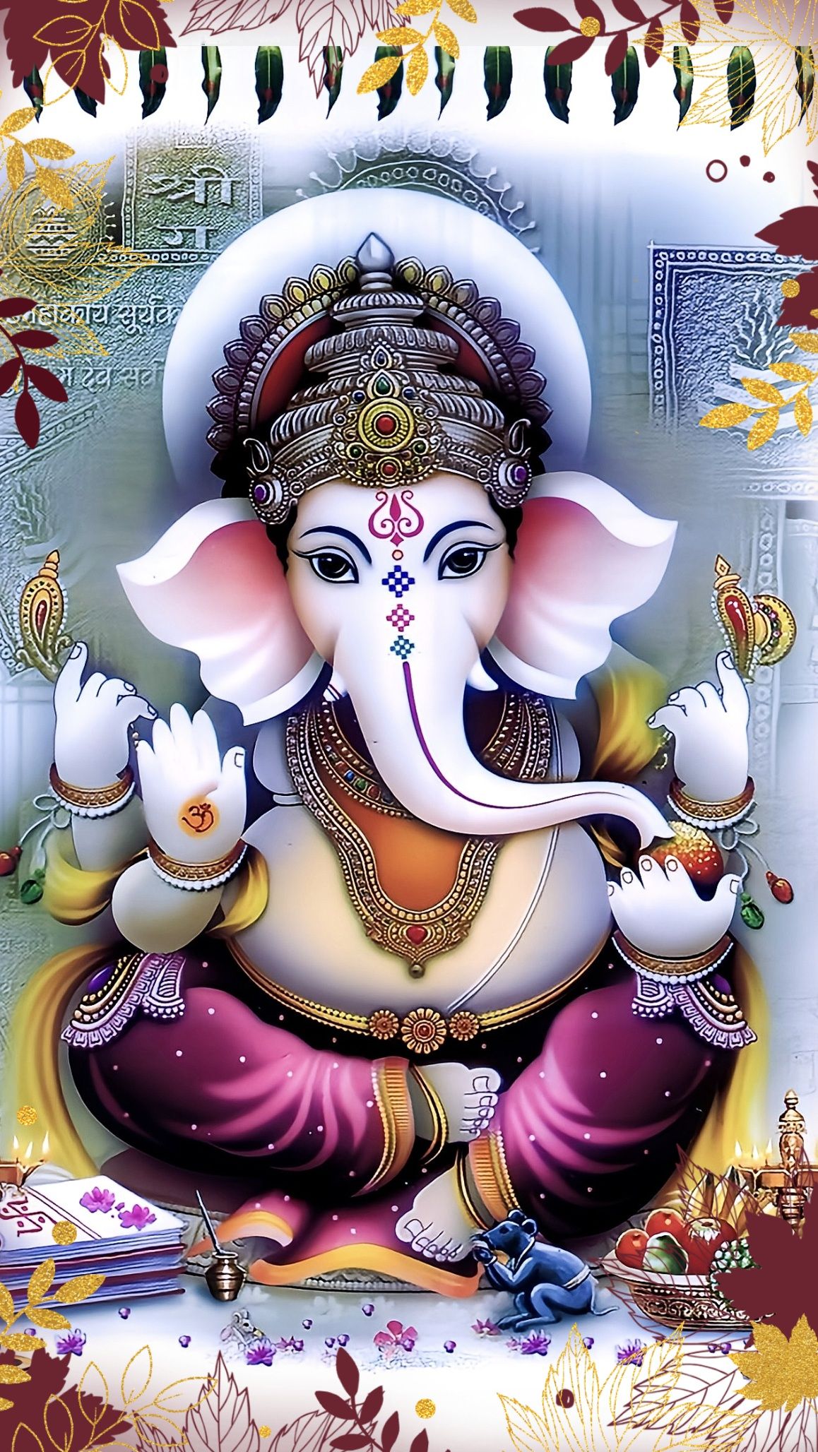 Lord Ganesha with intricate golden adornments
