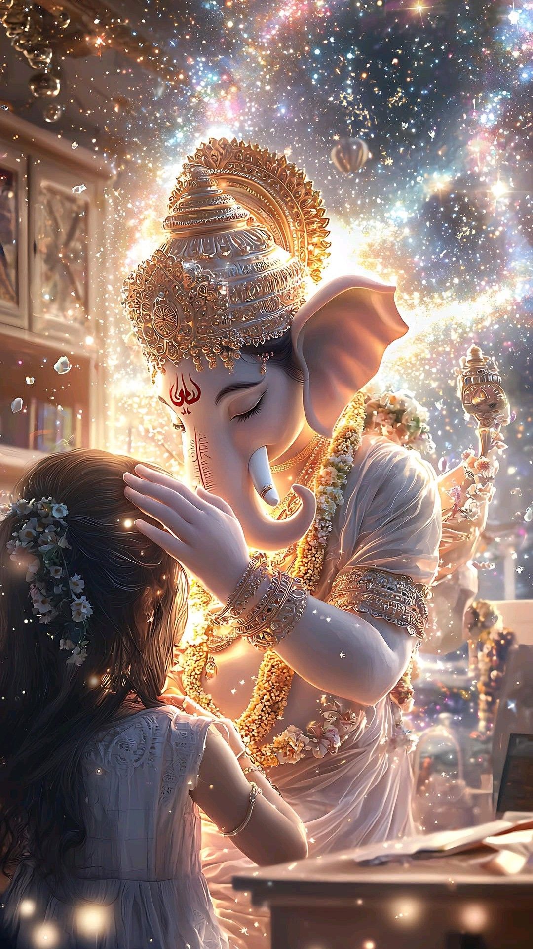 Ganesha amidst a cosmic starry background