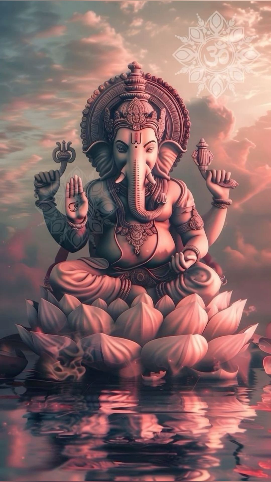 Lord Ganesha seated on a lotus