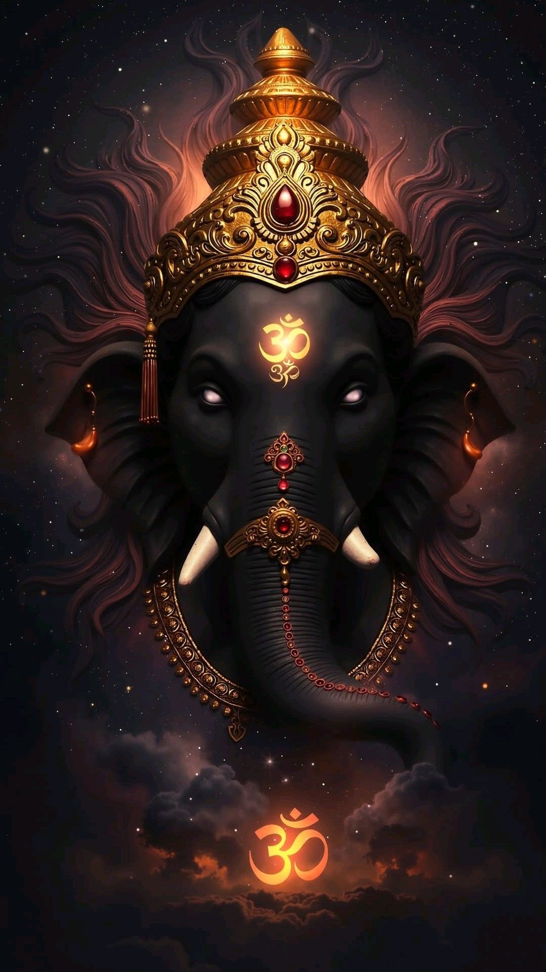 Lord Ganesha cosmic portrait divine wallpaper