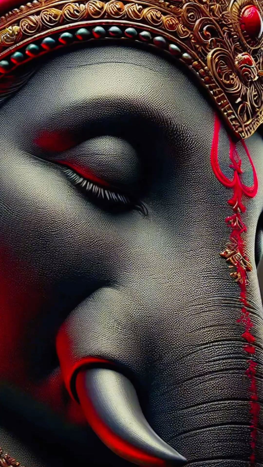 Close-up of Lord Ganesha’s peaceful face