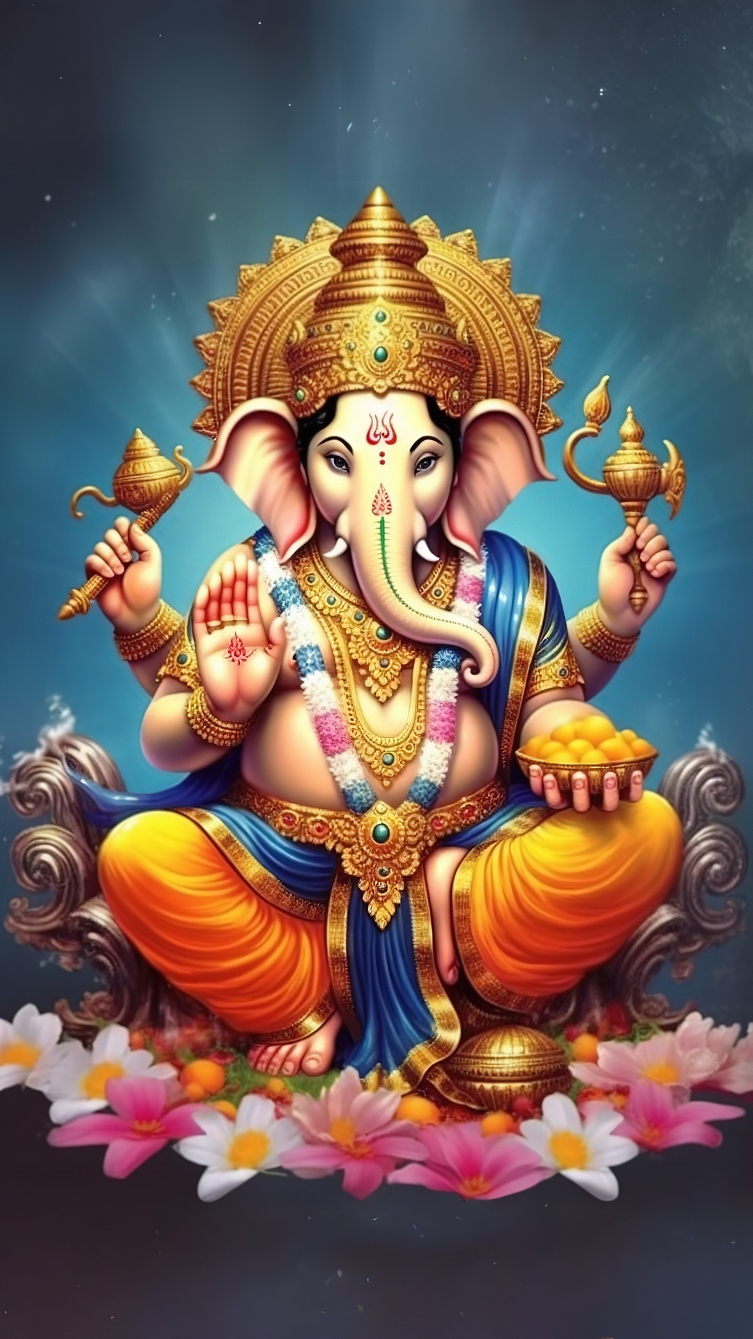 Lord Ganesha bestows blessings with modak