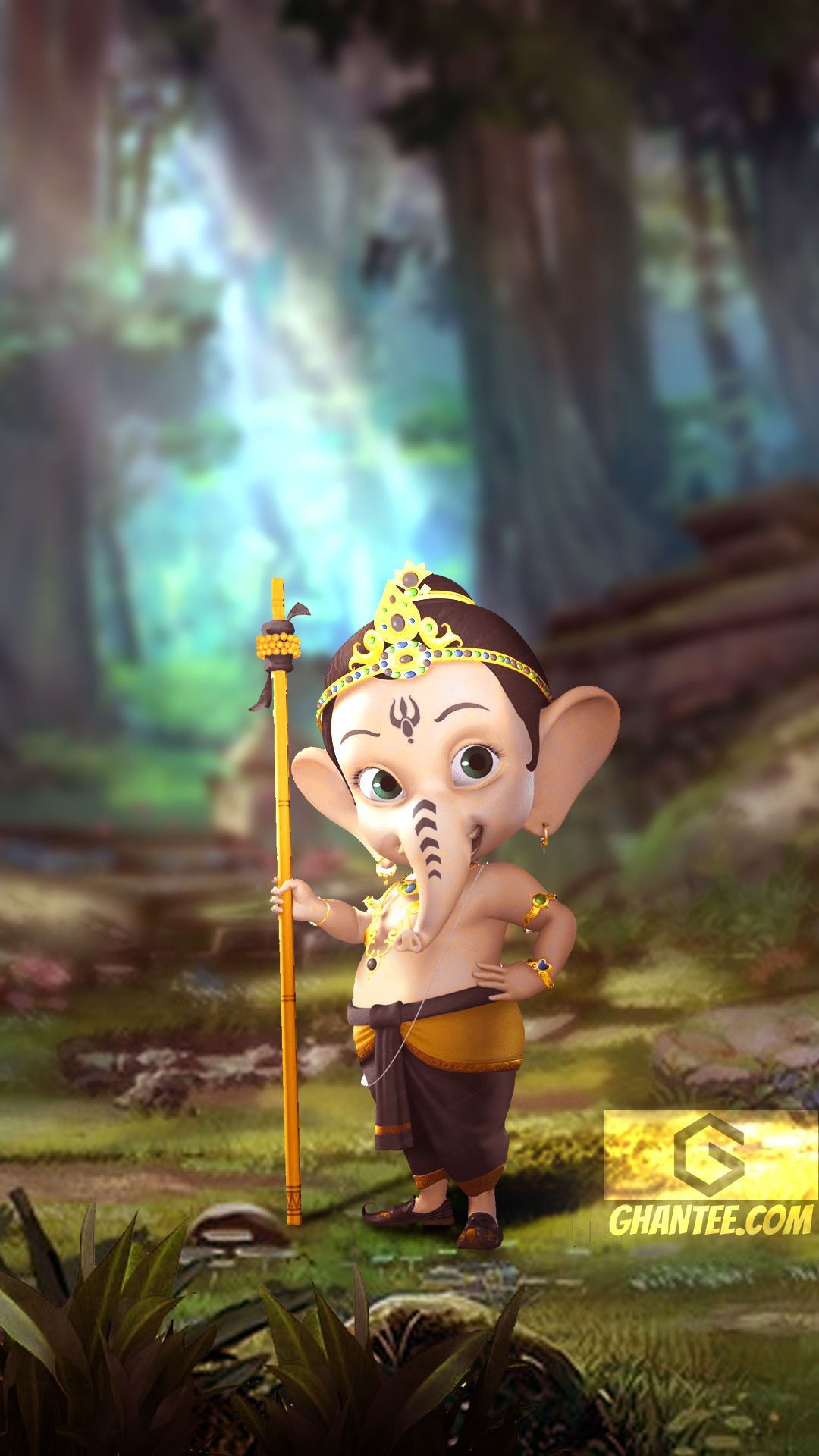 Little Ganesha in a mystical forest