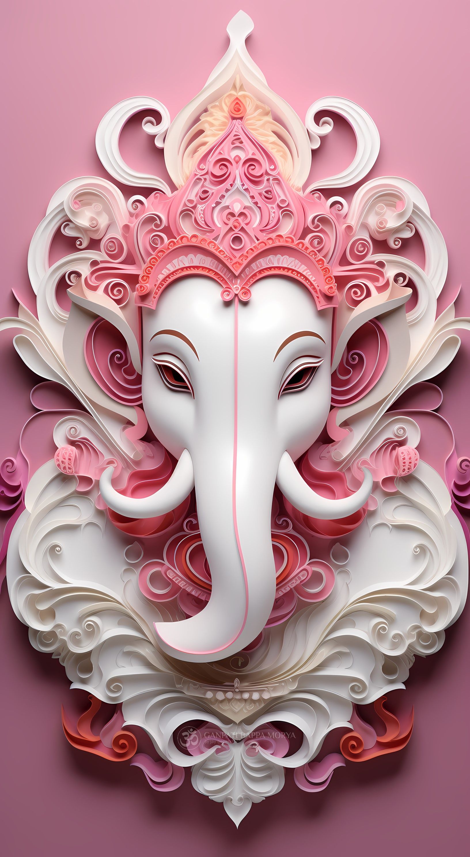 Floral Ganesha face divine wallpaper