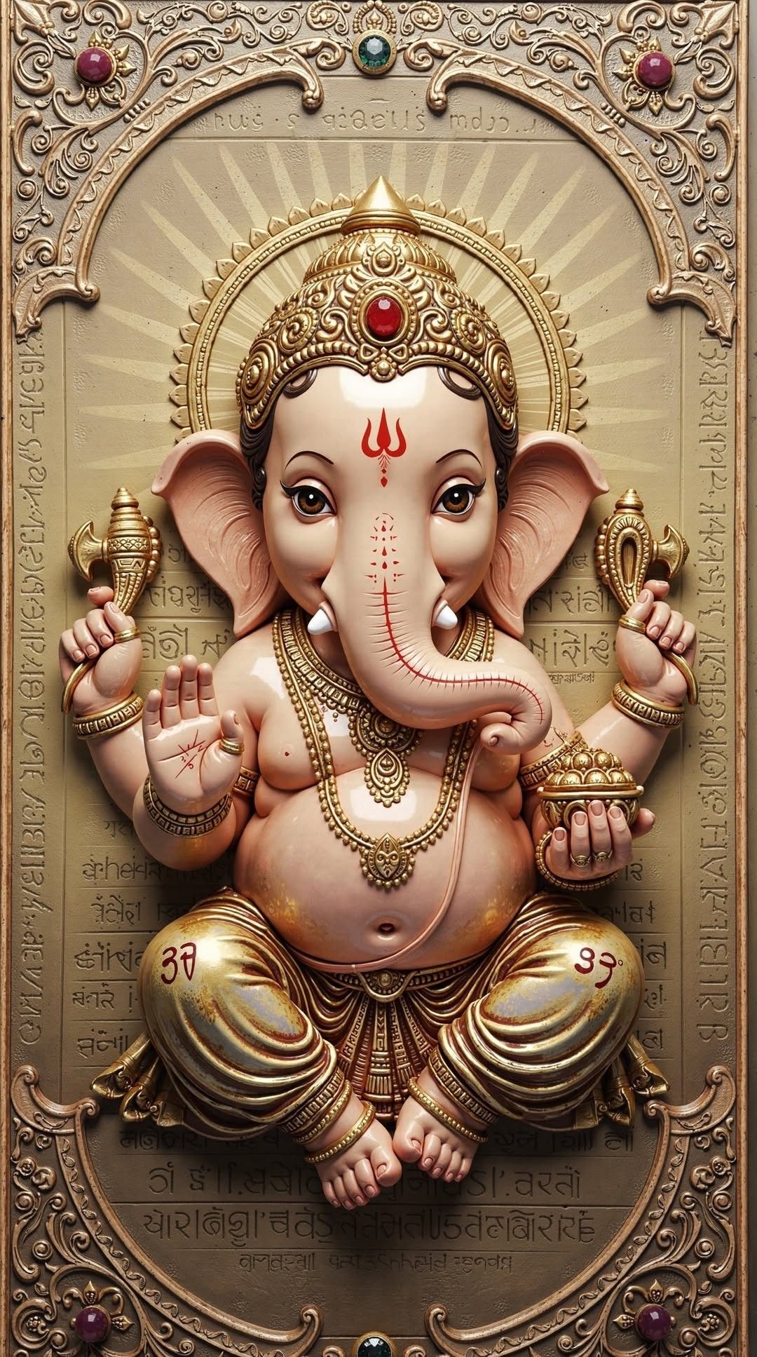 Golden Lord Ganesha detailed portrait