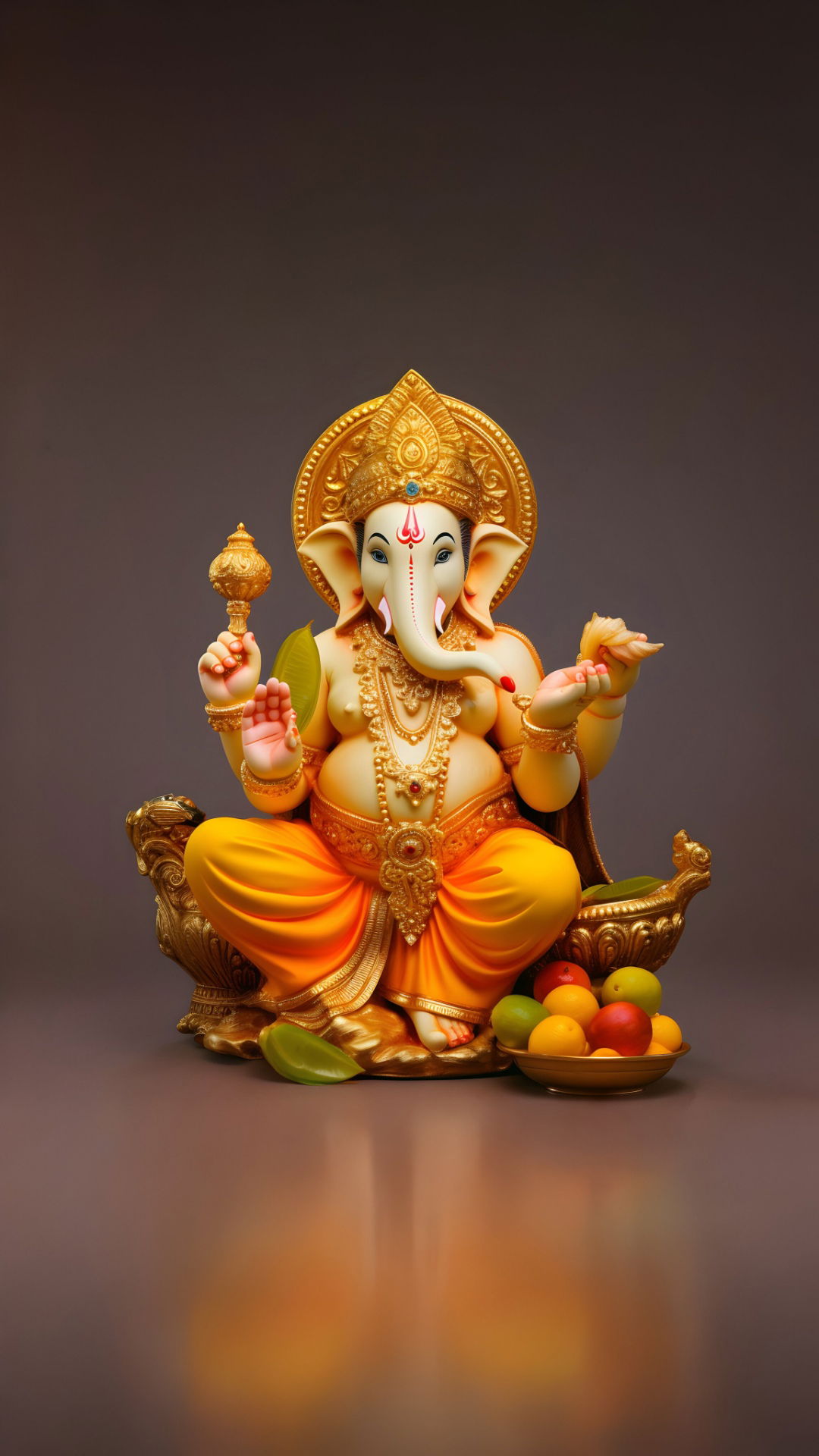 Lord Ganesha with fruits and modak