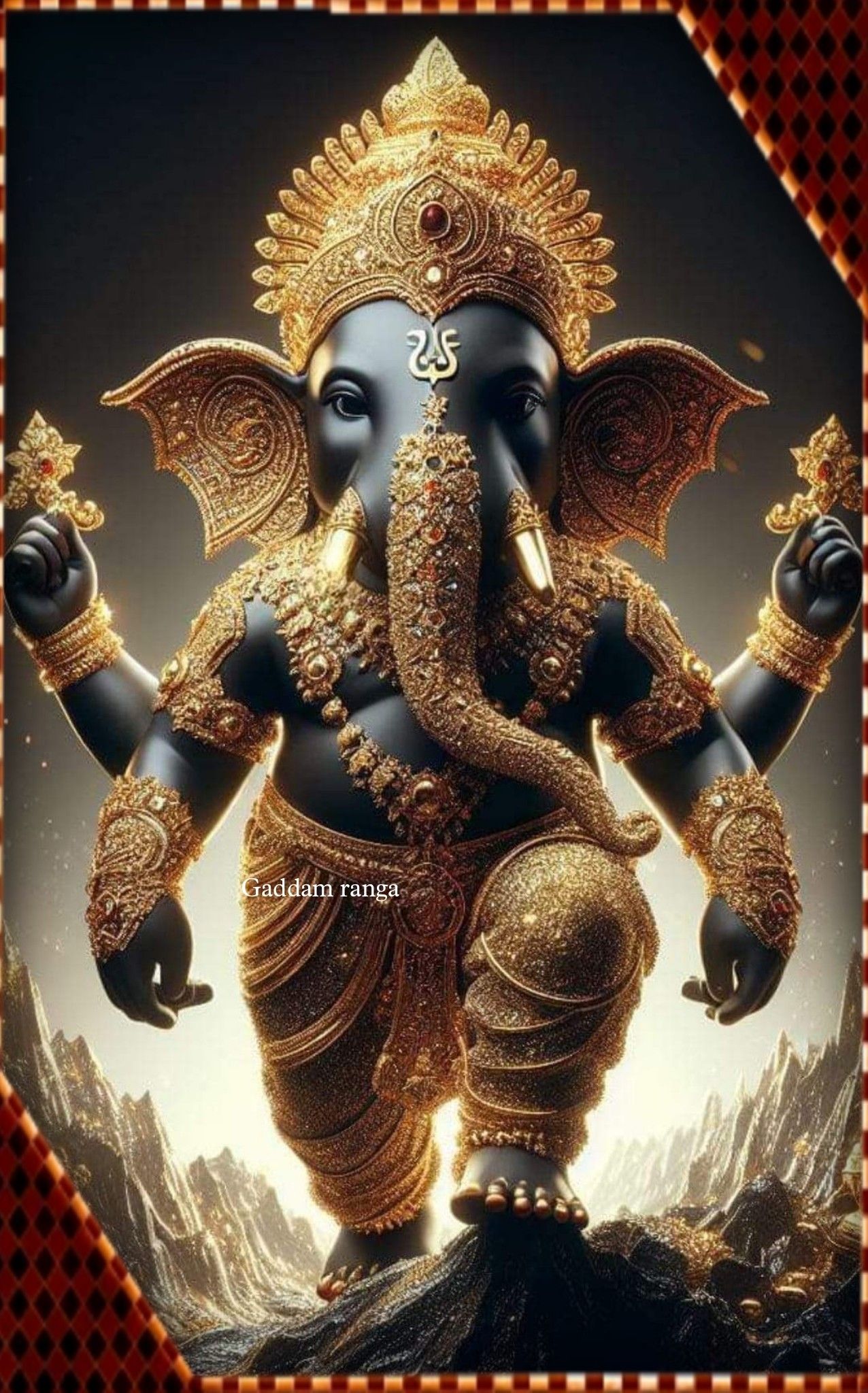 Golden Ganesha with uplifted hands