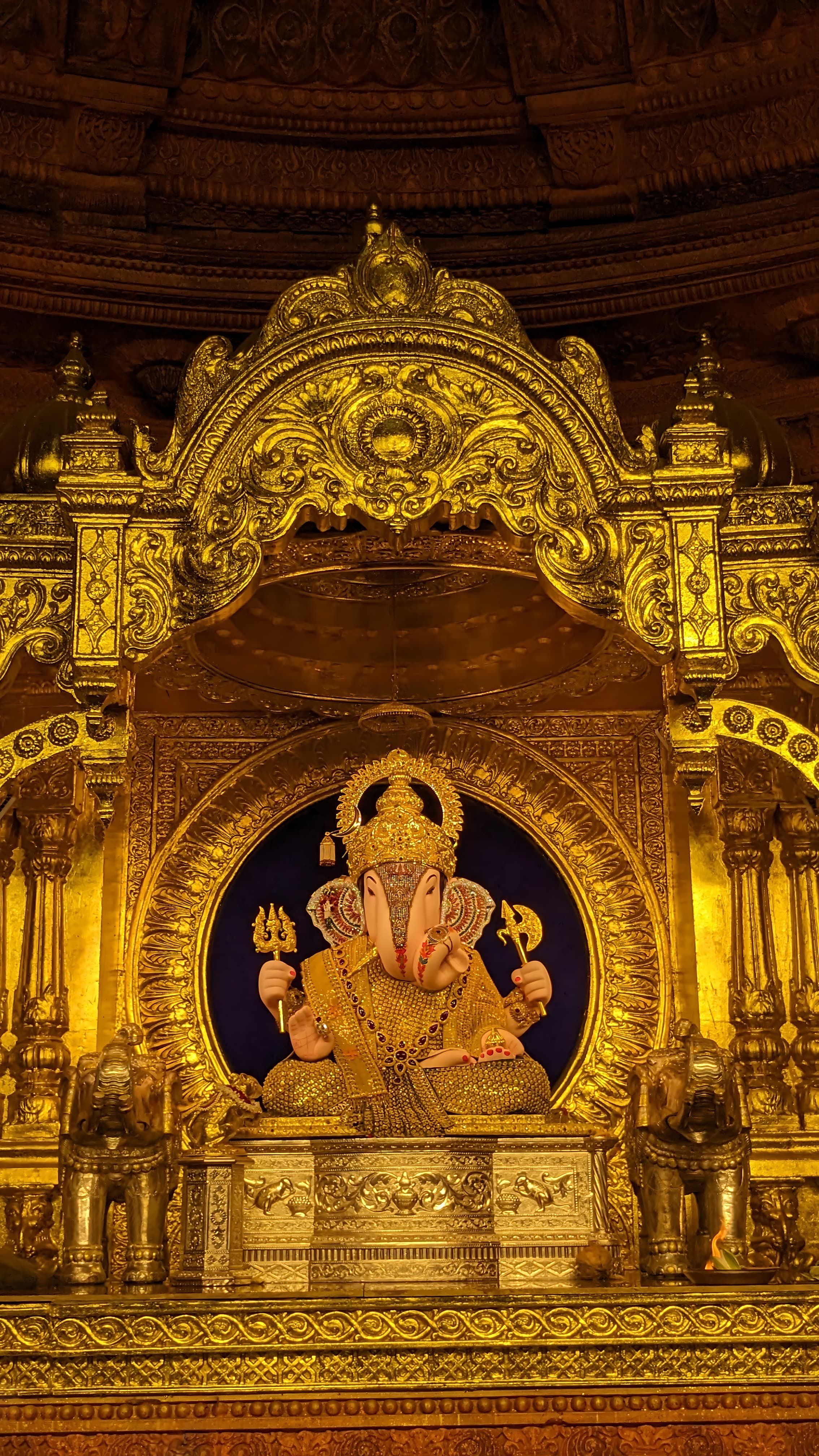 Golden Ganesha idol in temple