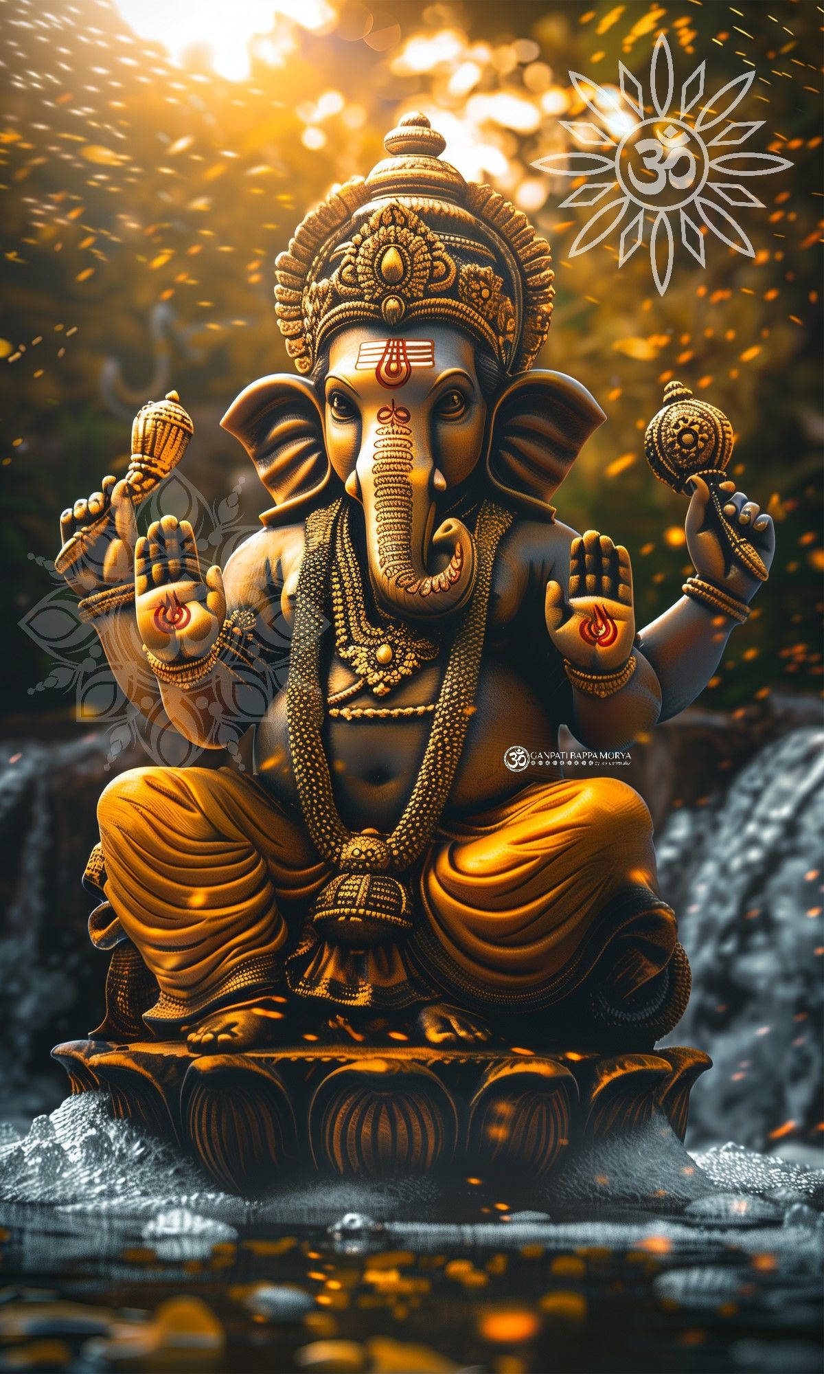 Lord Ganesha seated on lotus flower
