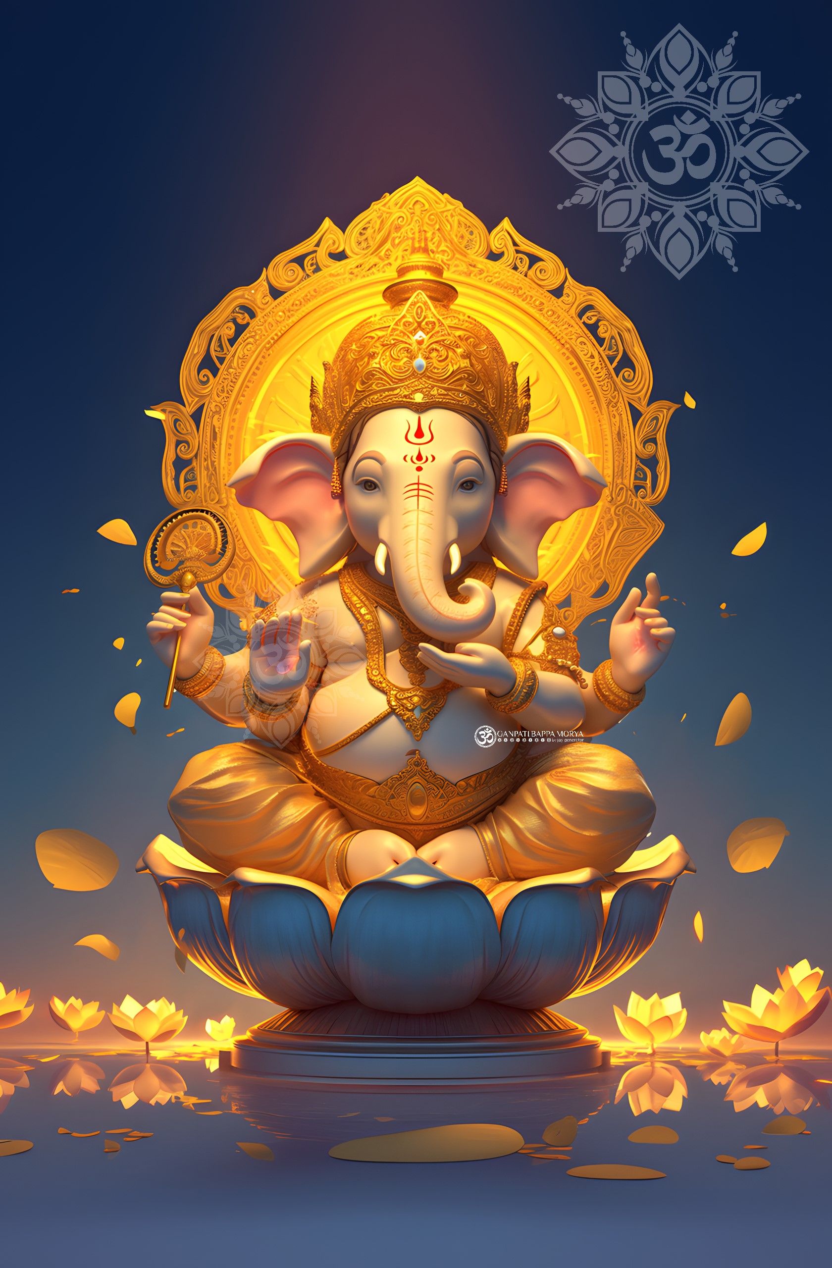 Lord Ganesha on lotus flower